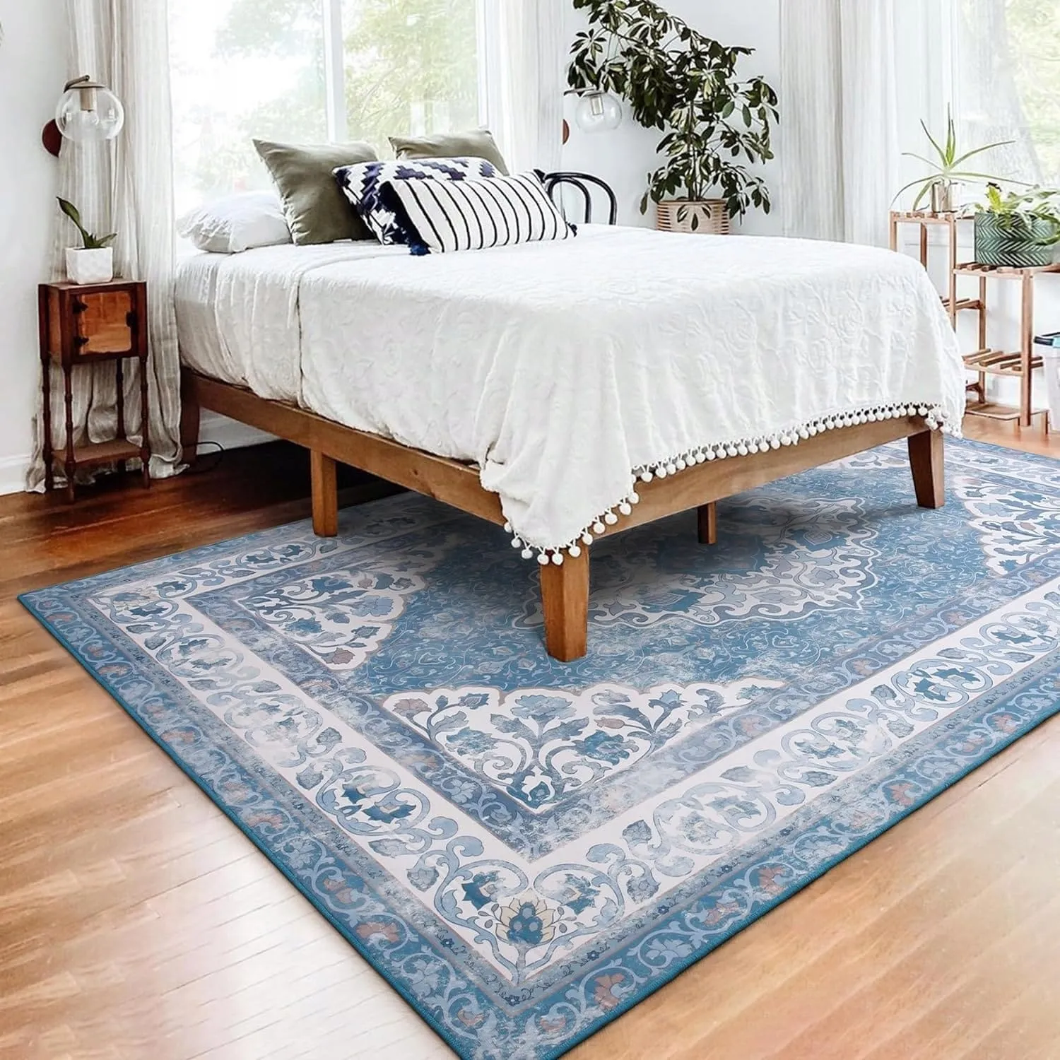 Living Room Area Rug Floral Dining Room Bedroom No-Pile Carpet