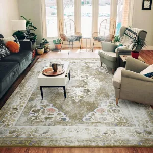 Living Room Area Rug Floral Dining Room Bedroom No-Pile Carpet