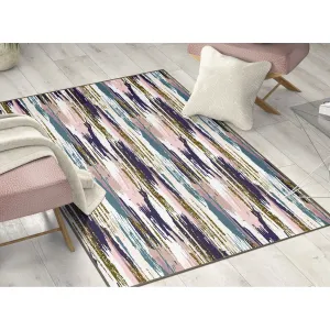 Living Room Area Rug Nonslip. Abstract Brushstrokes Glitter Pattern