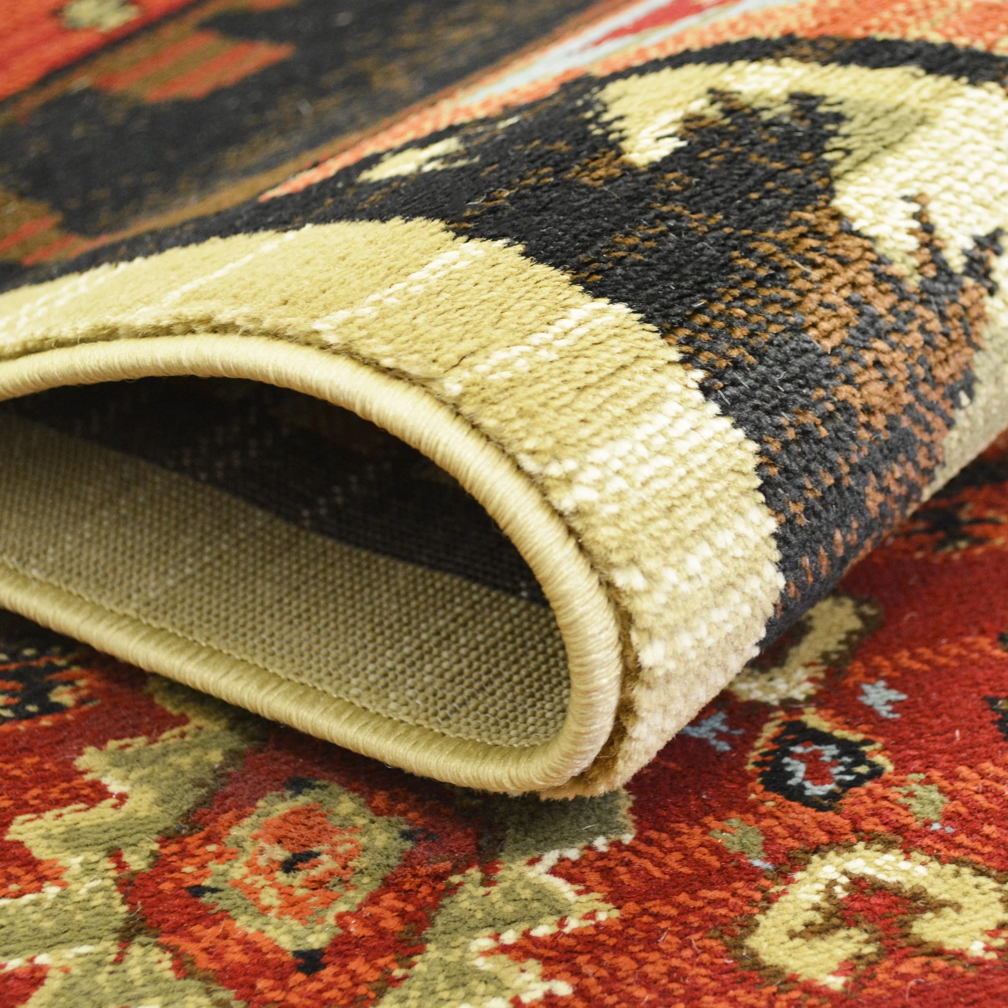 Lodge King Red Pine Rustic Bear Area Rug