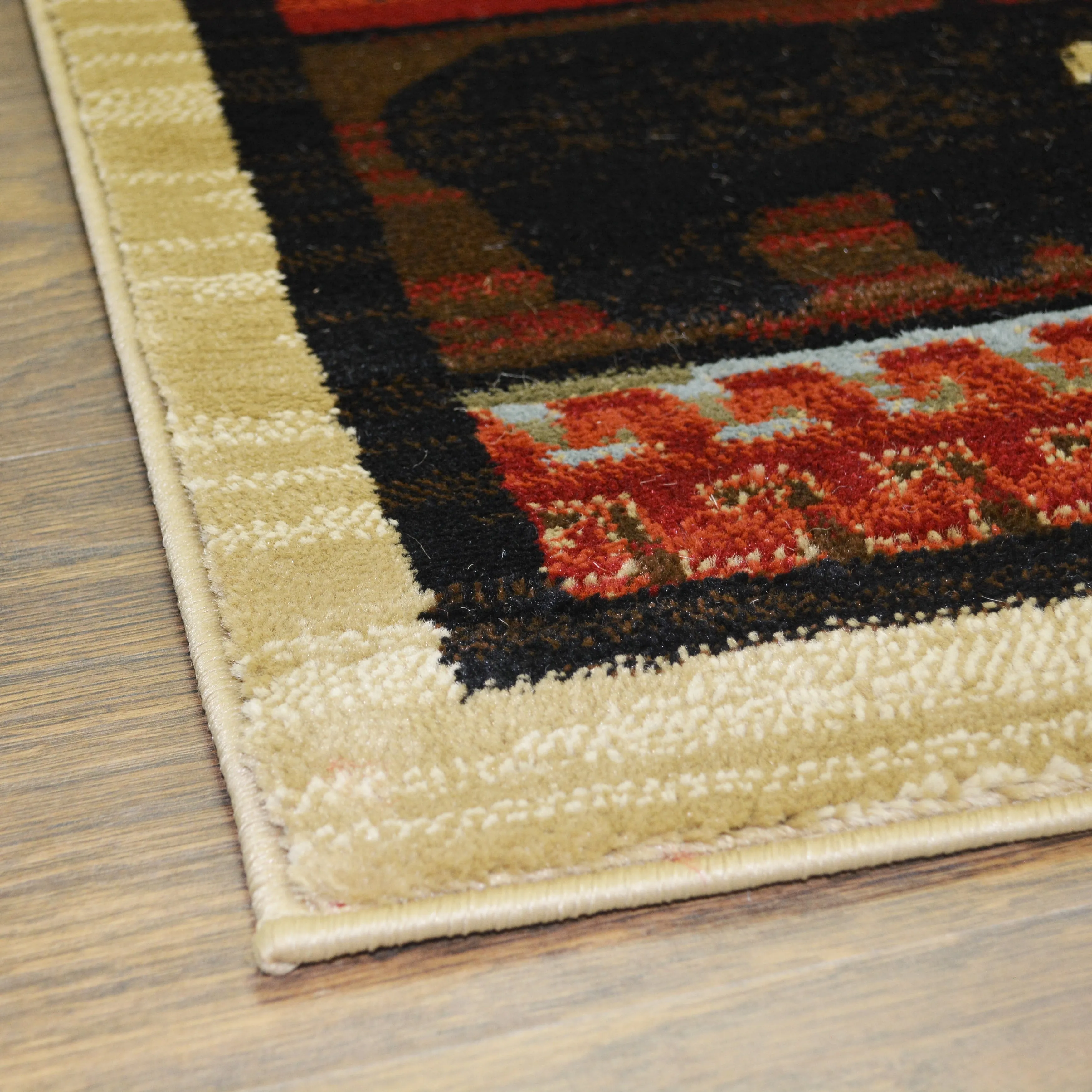 Lodge King Red Pine Rustic Bear Area Rug