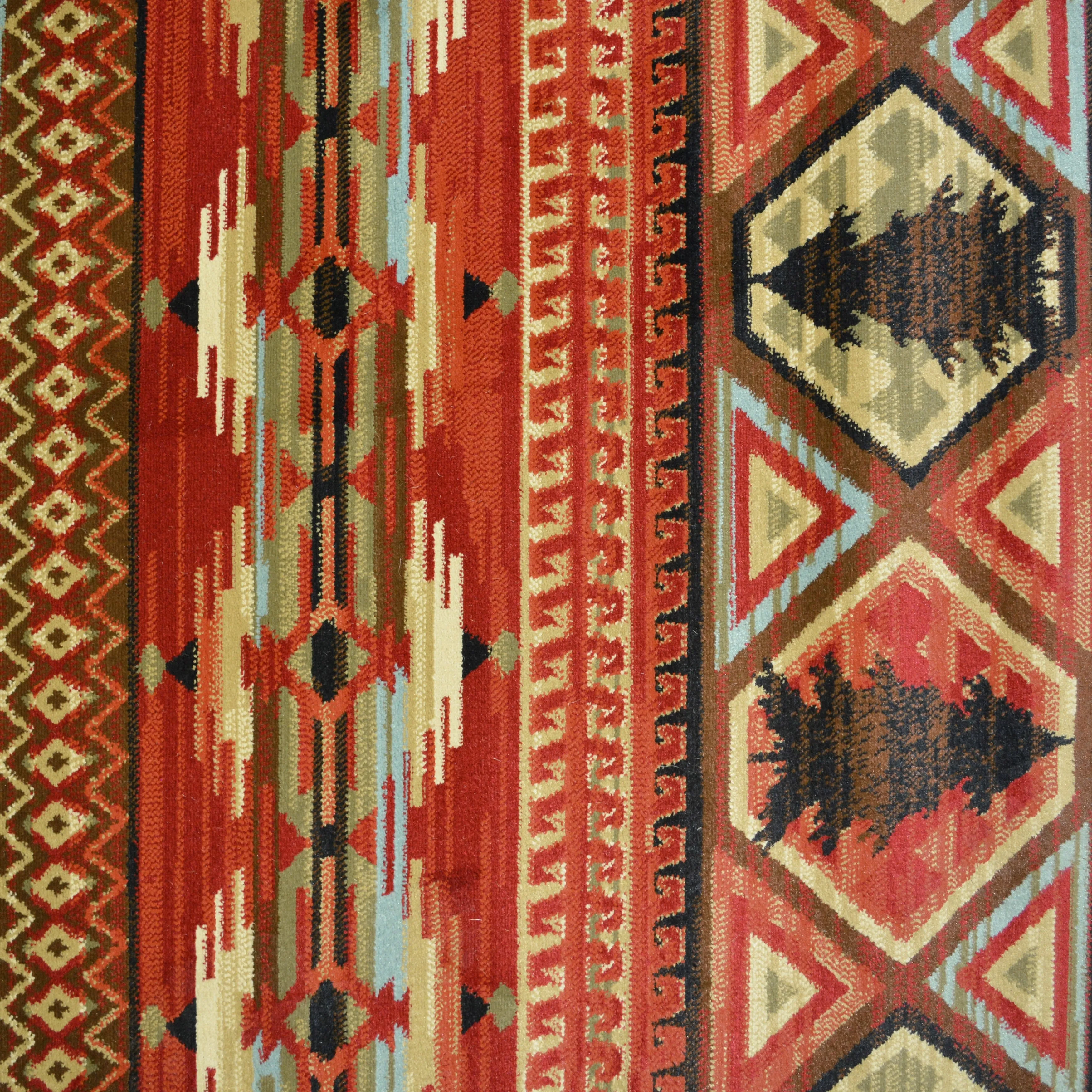 Lodge King Red Pine Rustic Bear Area Rug