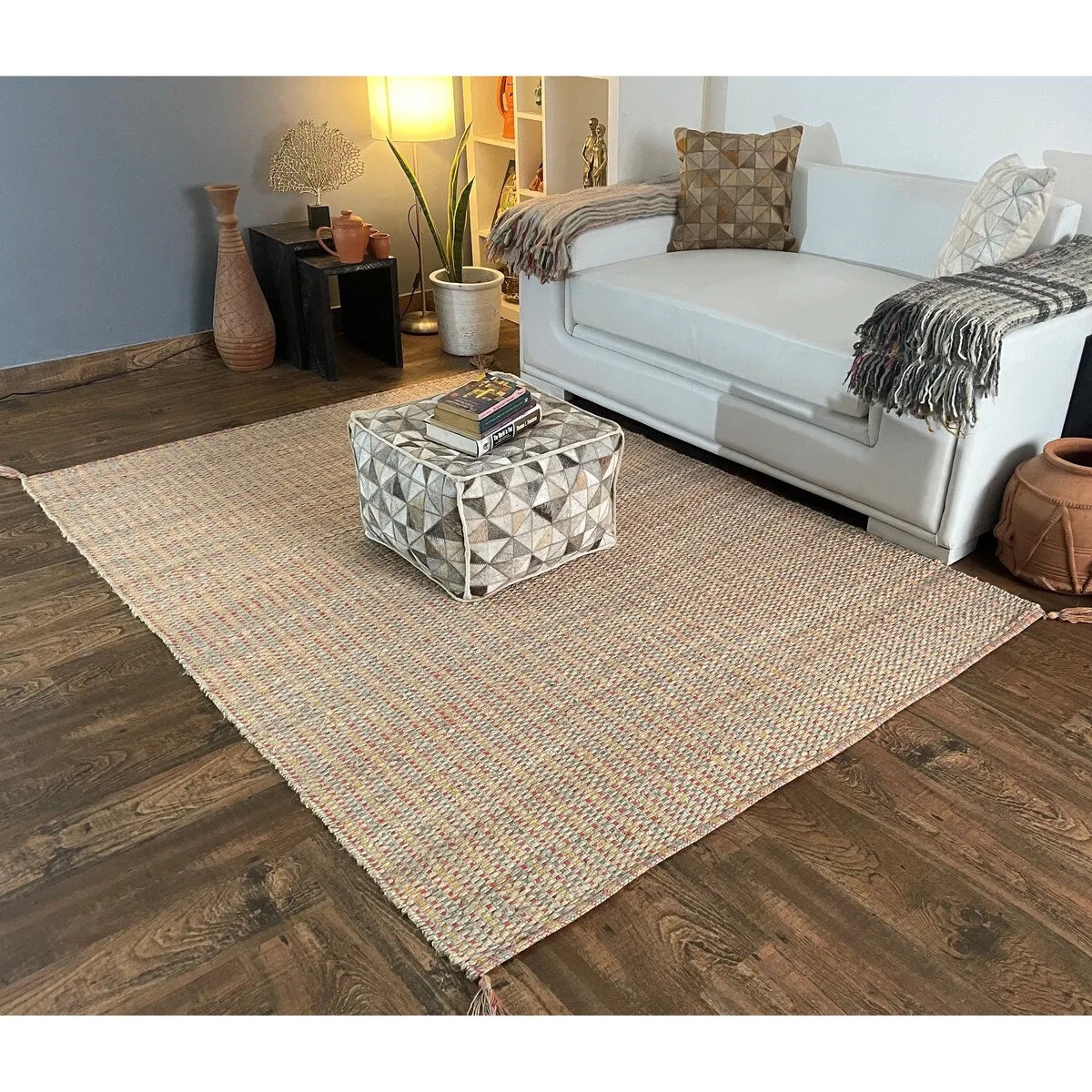 Loominaire Handmade Carpet Manila Hemp. Cotton Natural Fiber Easy Maintenance Rug