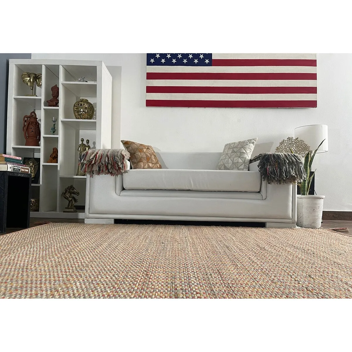 Loominaire Handmade Carpet Manila Hemp. Cotton Natural Fiber Easy Maintenance Rug