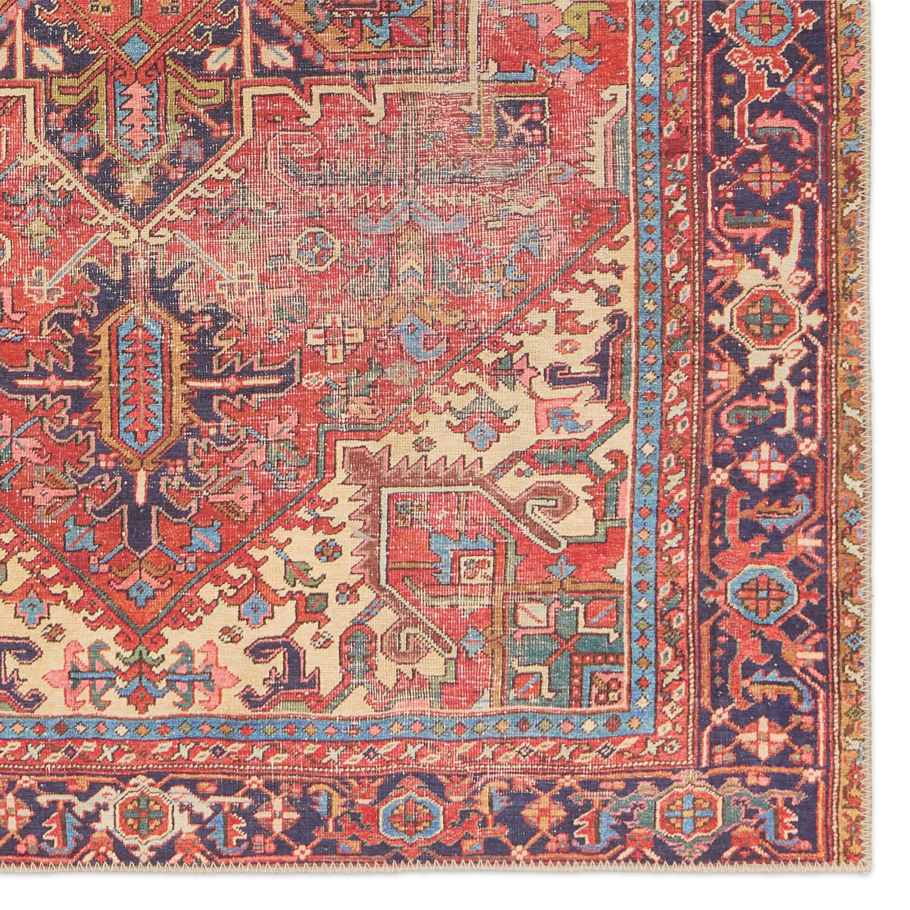 Lucinda Machine Washable Medallion Red/Blue Rug