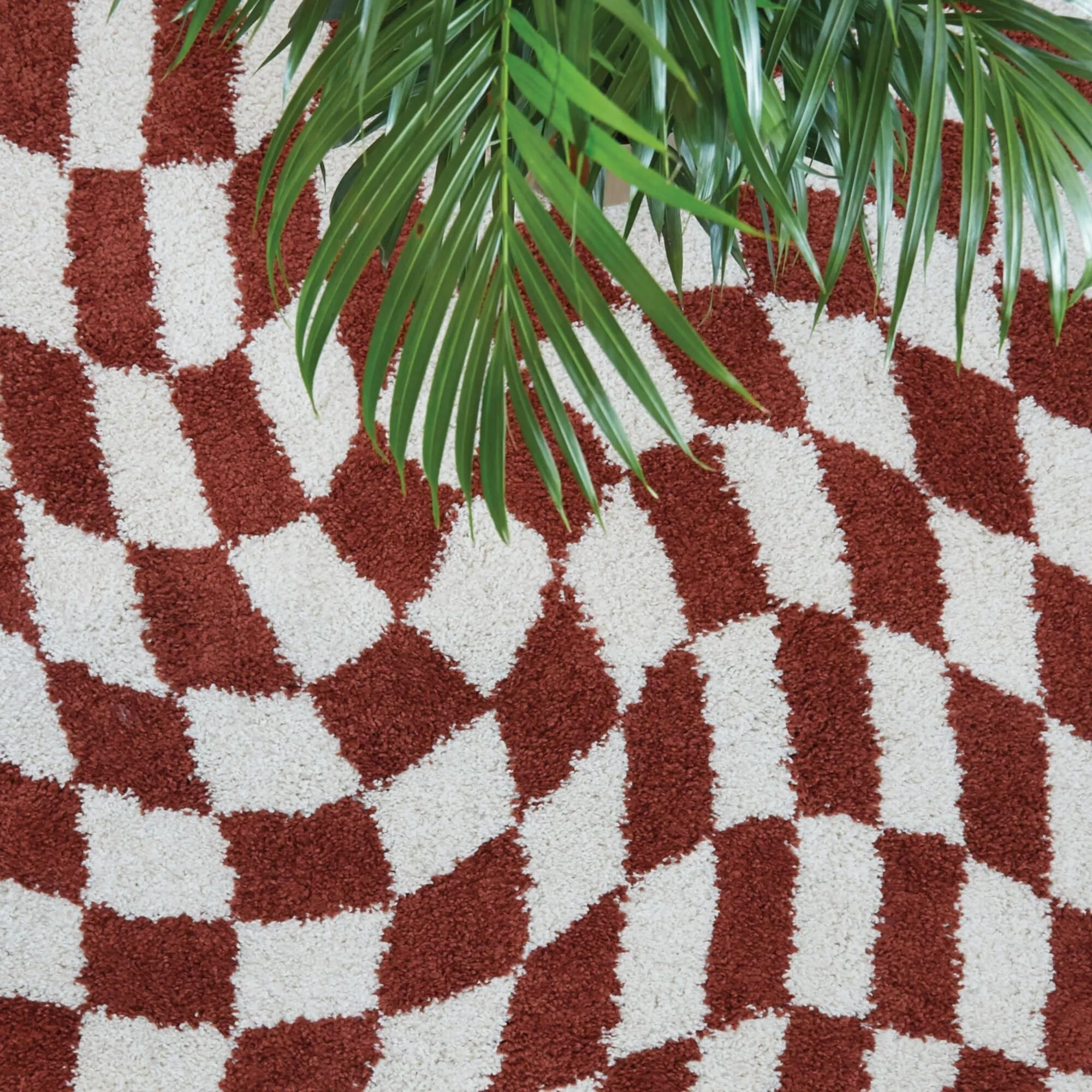 Luther Abstract Checkered Modern Shag Area Rug