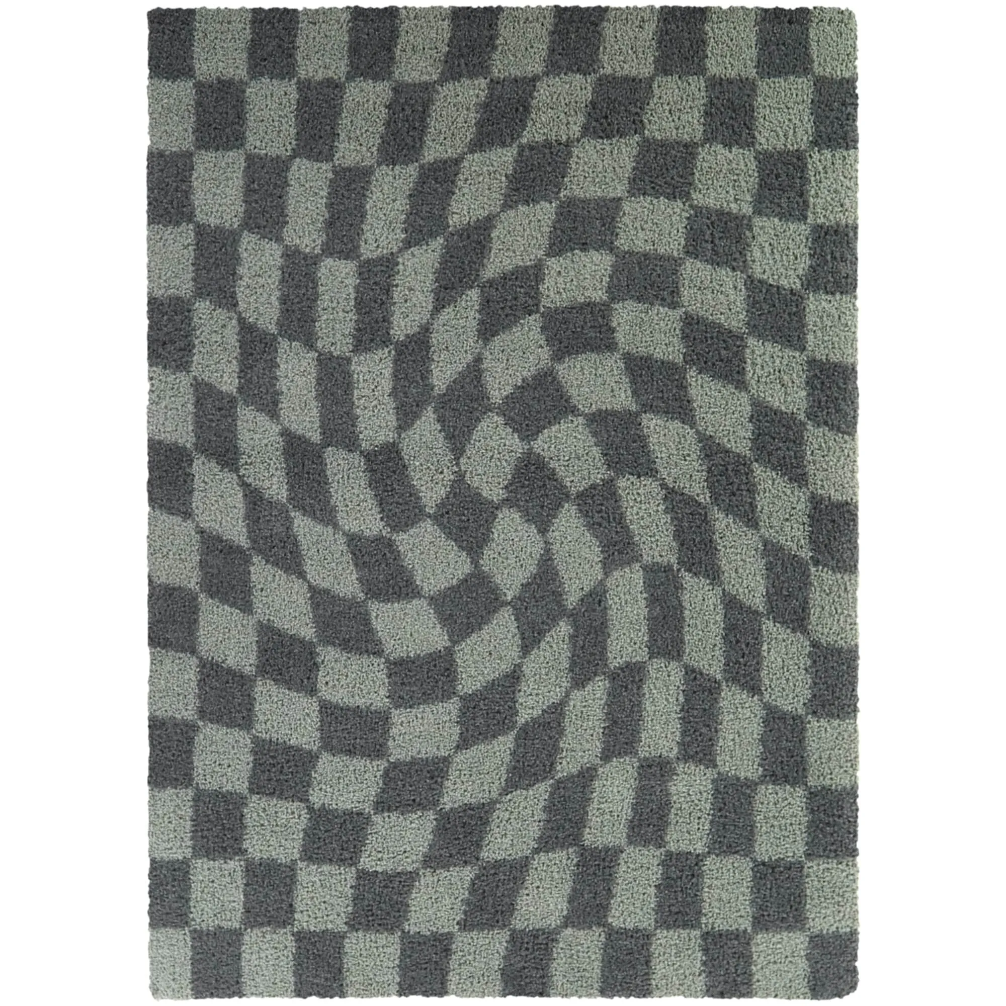 Luther Abstract Checkered Modern Shag Area Rug