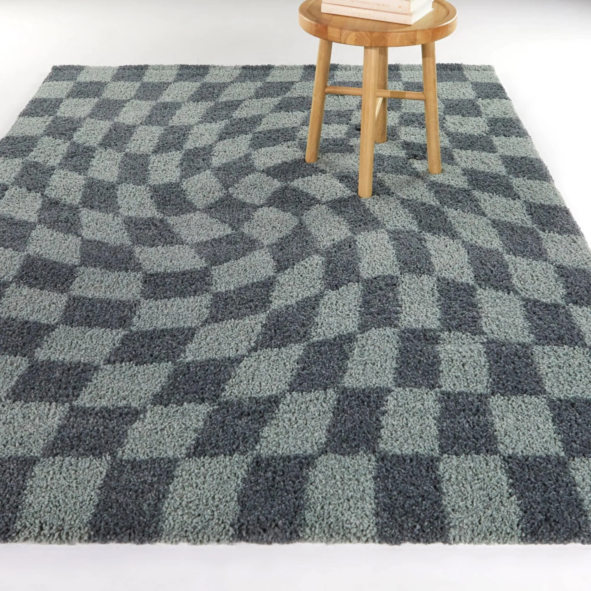 Luther Abstract Checkered Modern Shag Area Rug