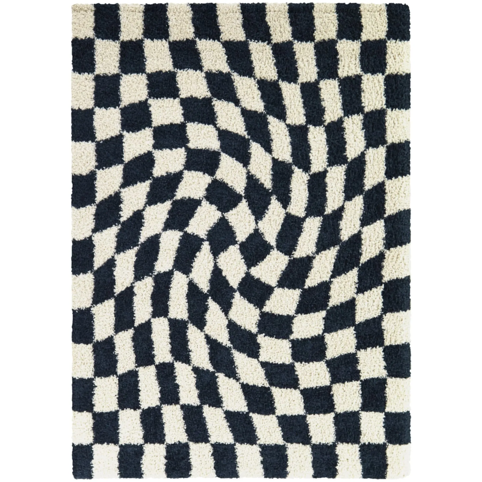 Luther Abstract Checkered Modern Shag Area Rug