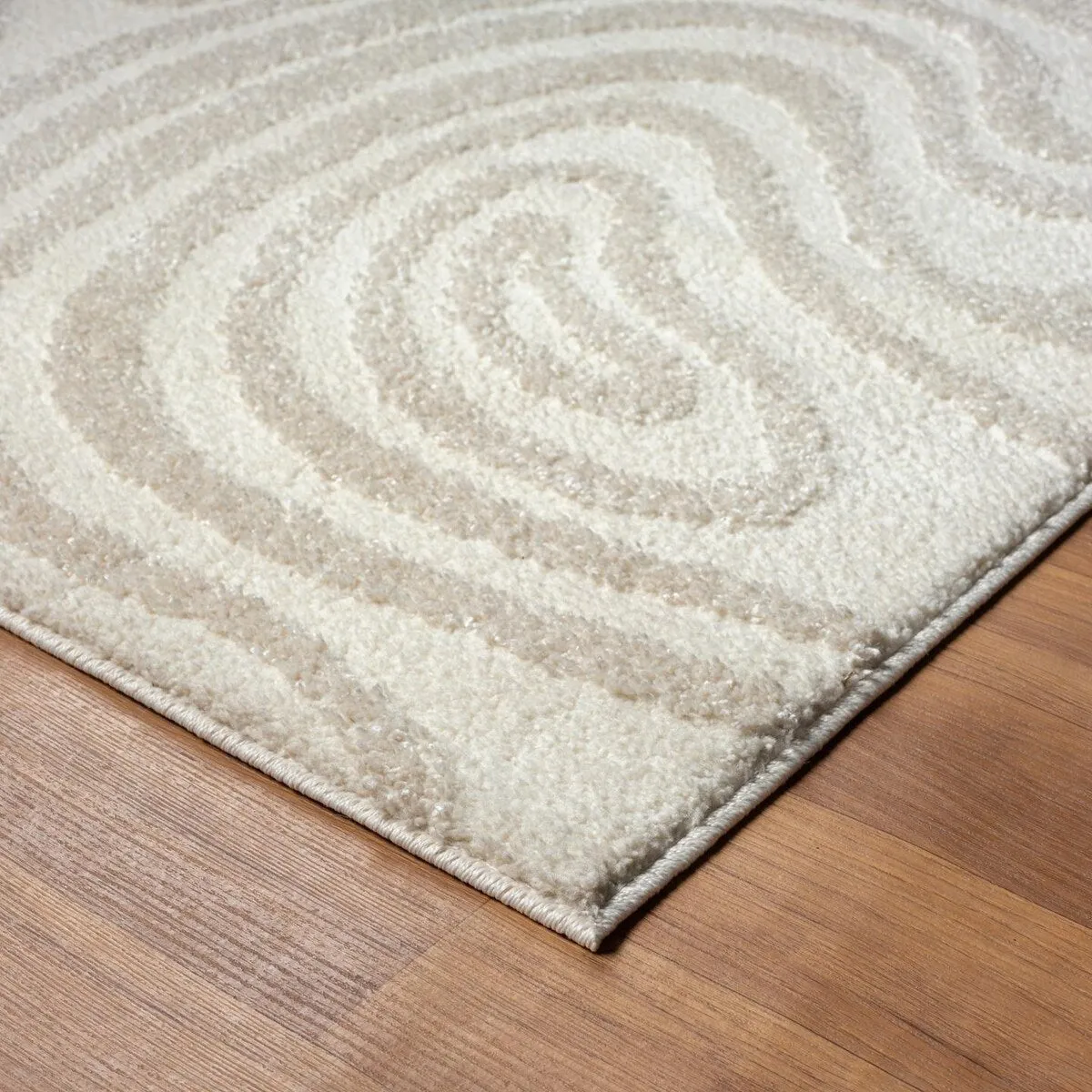 Luxe Weavers Geometric Swirl Cream Area Rug. Stain Resistant Carpet