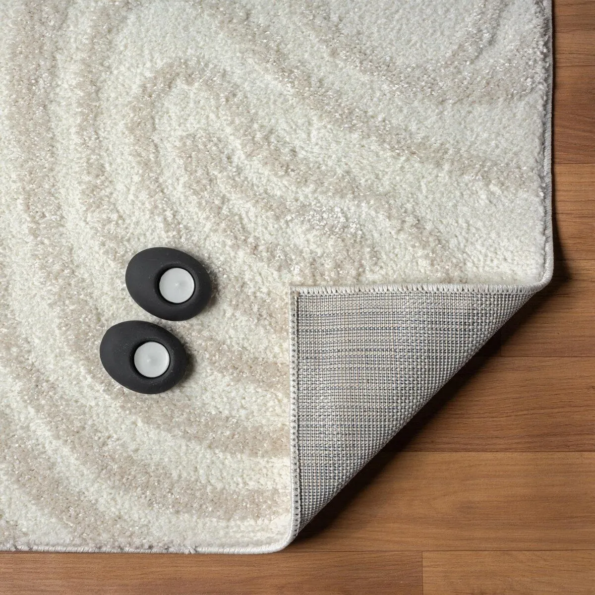 Luxe Weavers Geometric Swirl Cream Area Rug. Stain Resistant Carpet