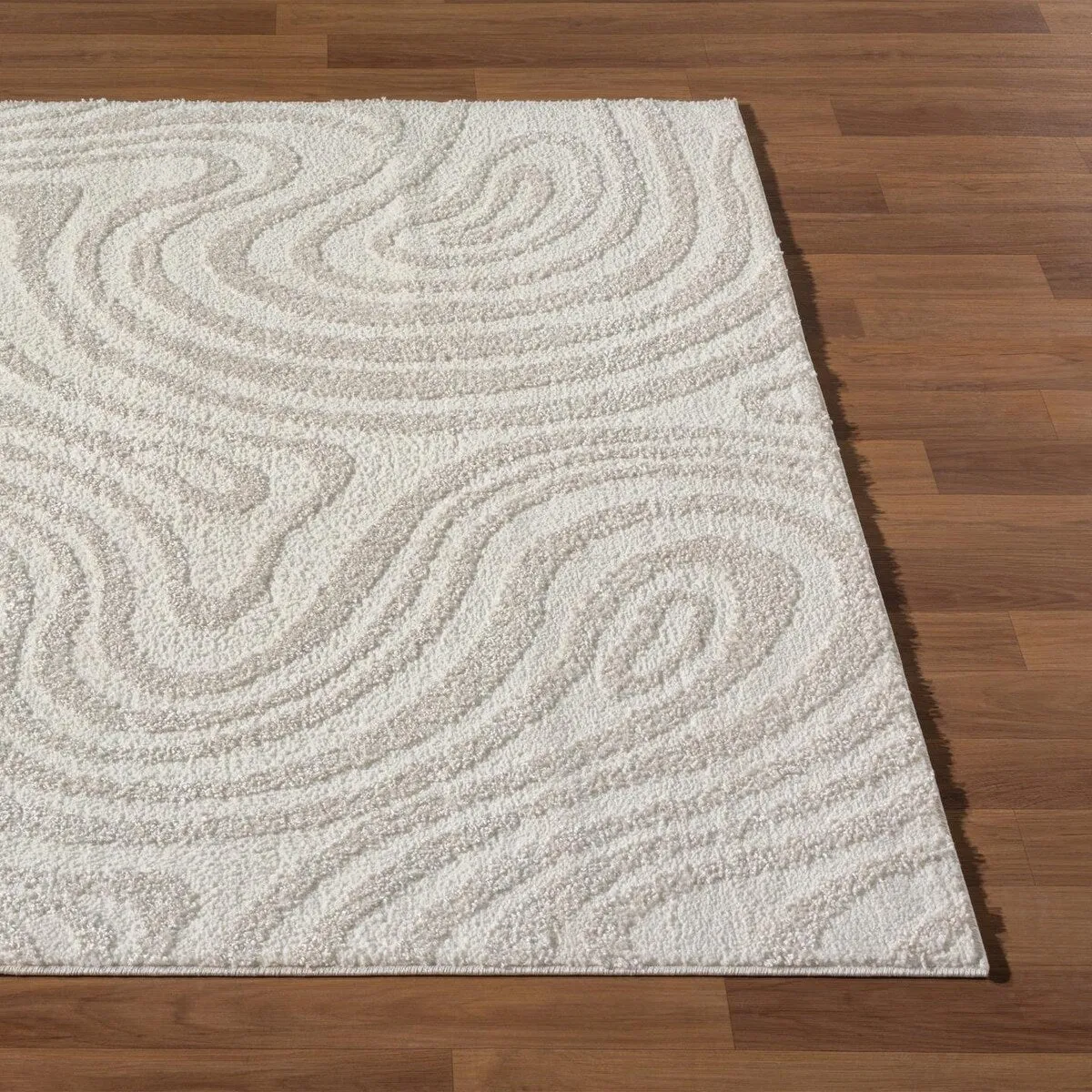 Luxe Weavers Geometric Swirl Cream Area Rug. Stain Resistant Carpet