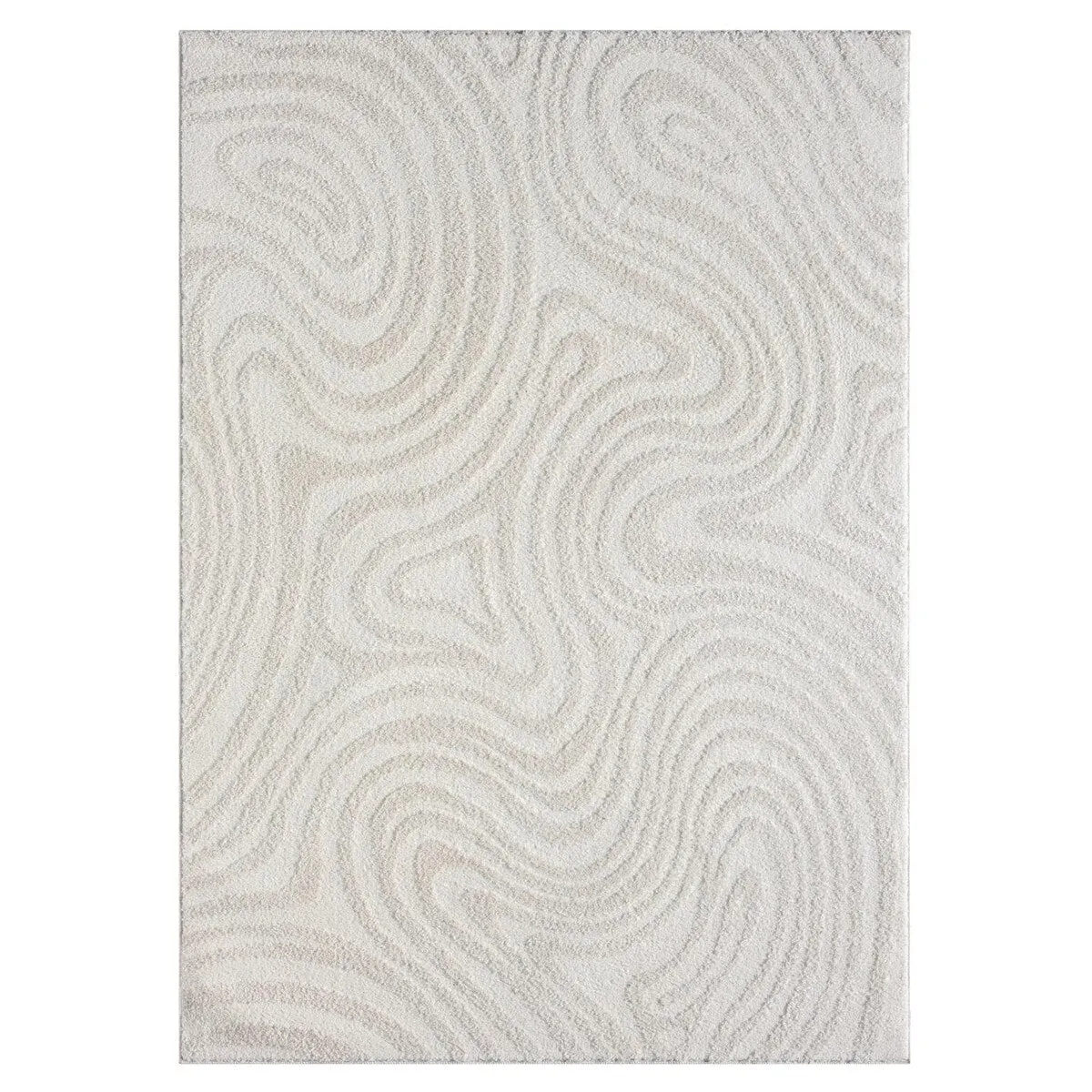 Luxe Weavers Geometric Swirl Cream Area Rug. Stain Resistant Carpet