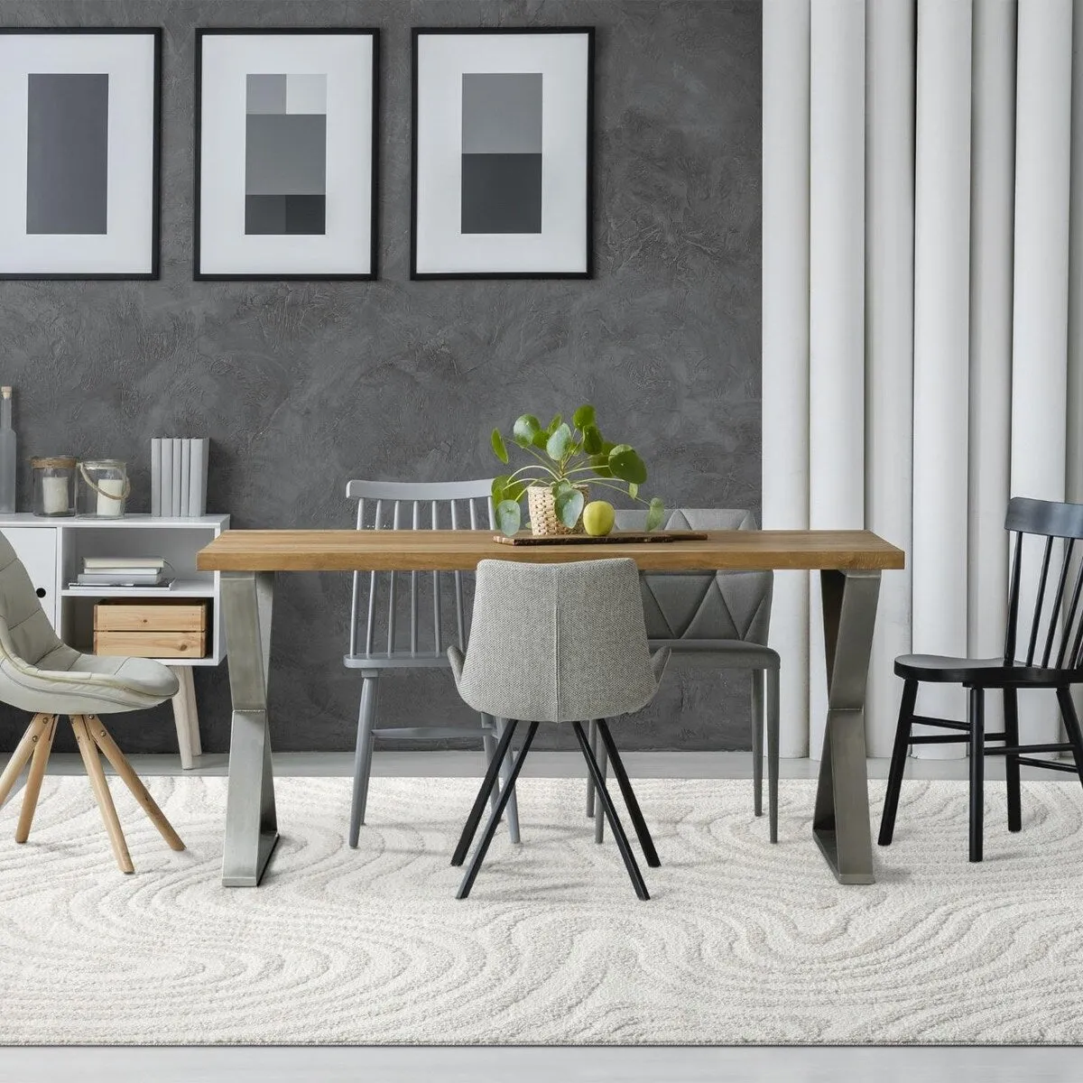 Luxe Weavers Geometric Swirl Cream Area Rug. Stain Resistant Carpet