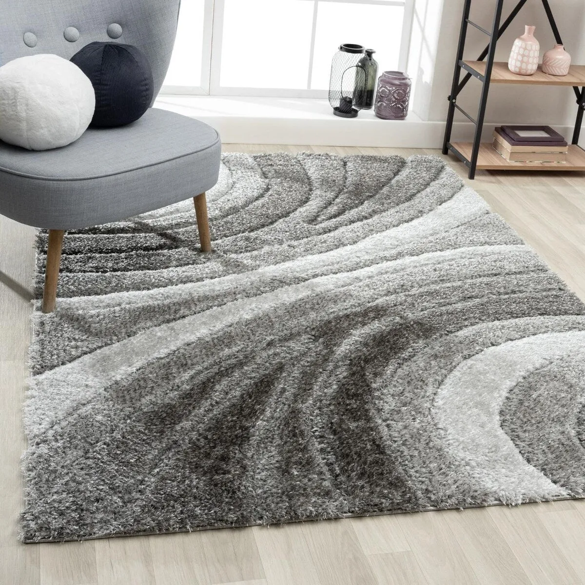 Luxe Weavers Geometric Swirl Shag Area Rug