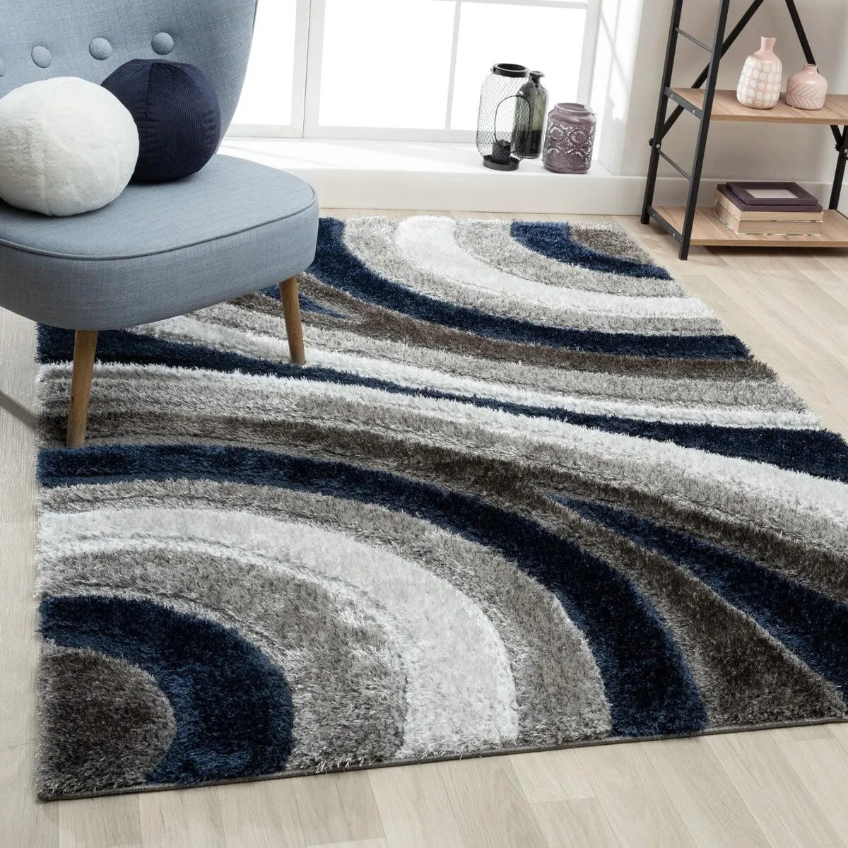 Luxe Weavers Geometric Swirl Shag Area Rug