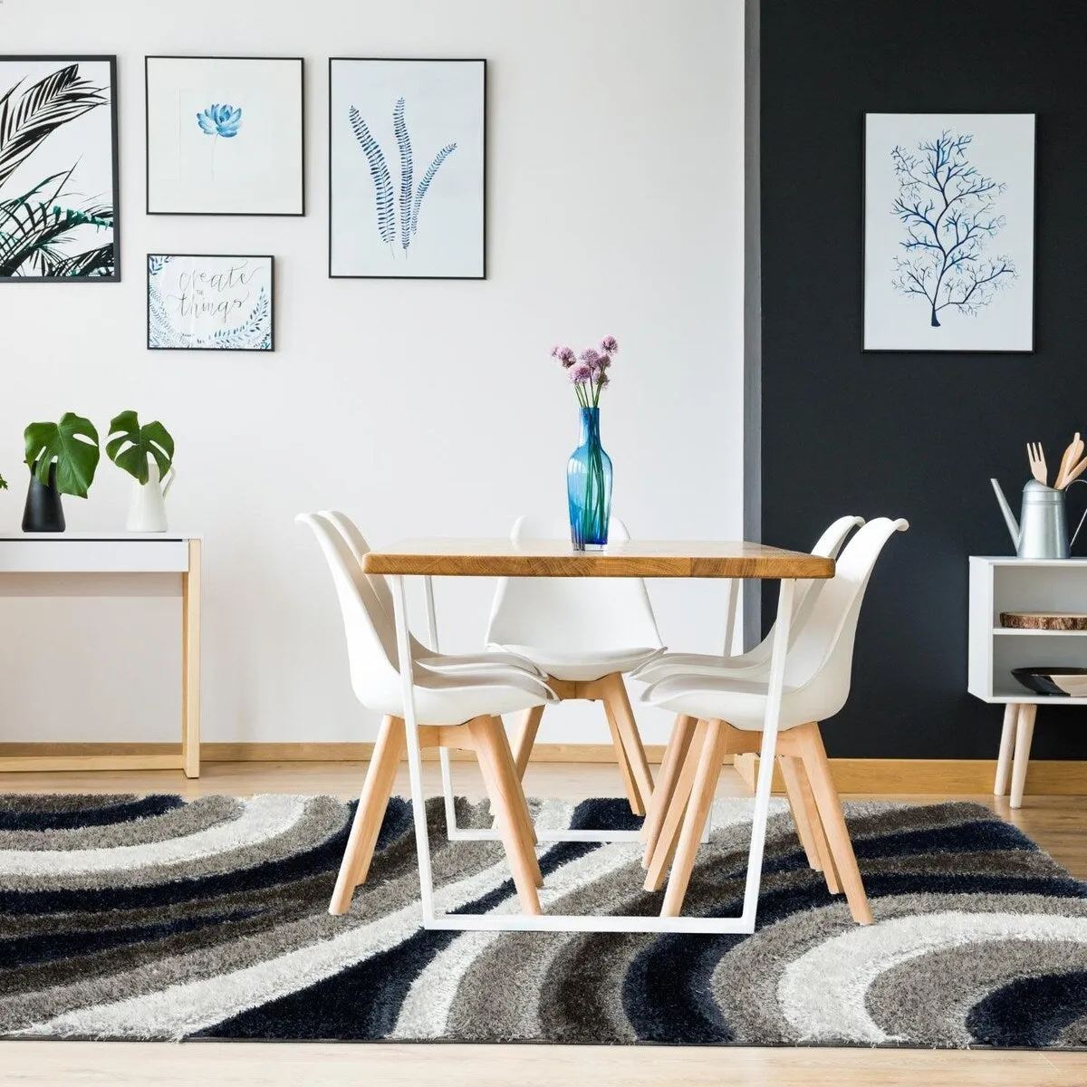 Luxe Weavers Geometric Swirl Shag Area Rug
