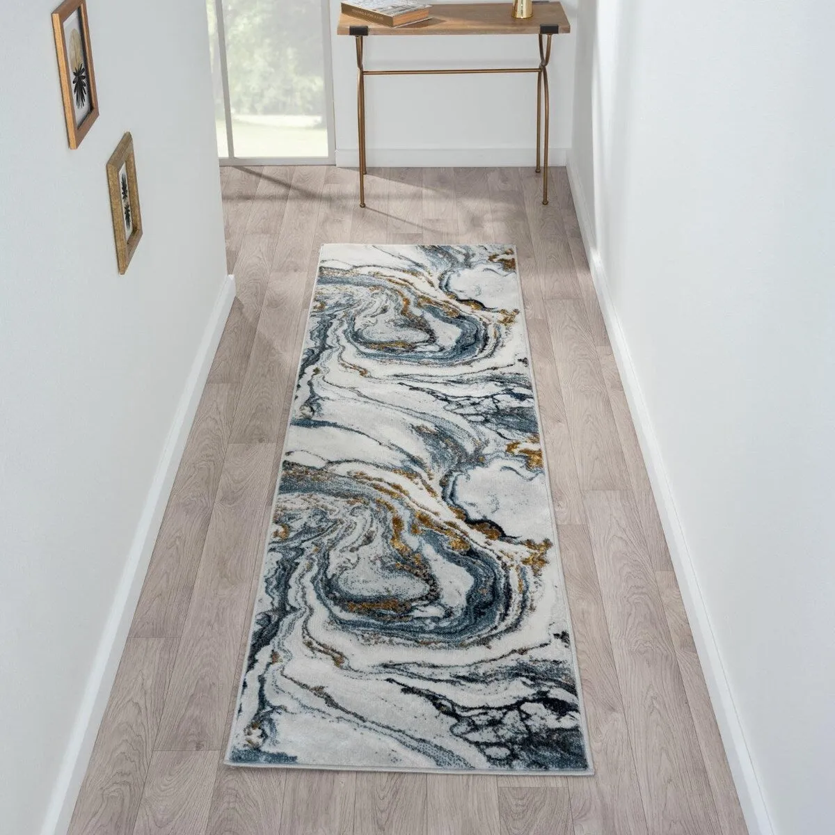 Luxe Weavers Marble Effect Abstract Area Rug. Stain-Resistant Carpet