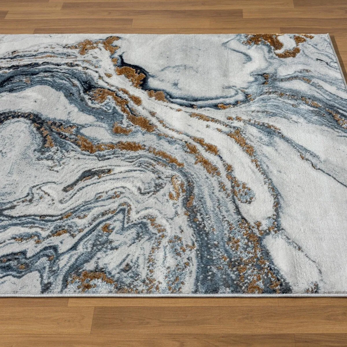 Luxe Weavers Marble Effect Abstract Area Rug. Stain-Resistant Carpet
