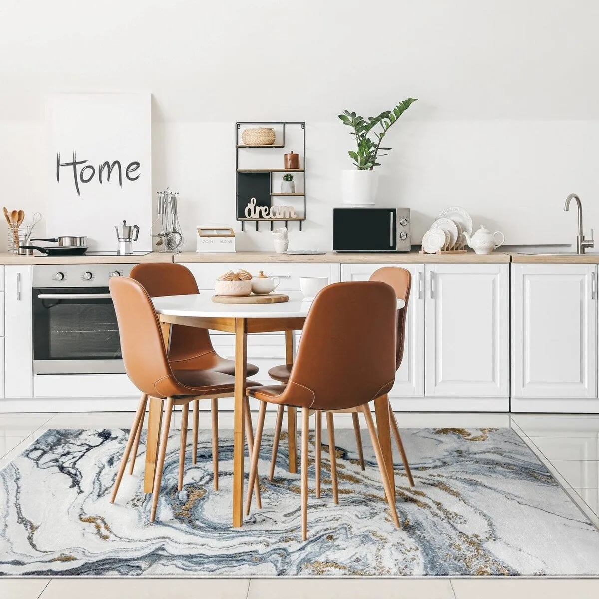 Luxe Weavers Marble Effect Abstract Area Rug. Stain-Resistant Carpet