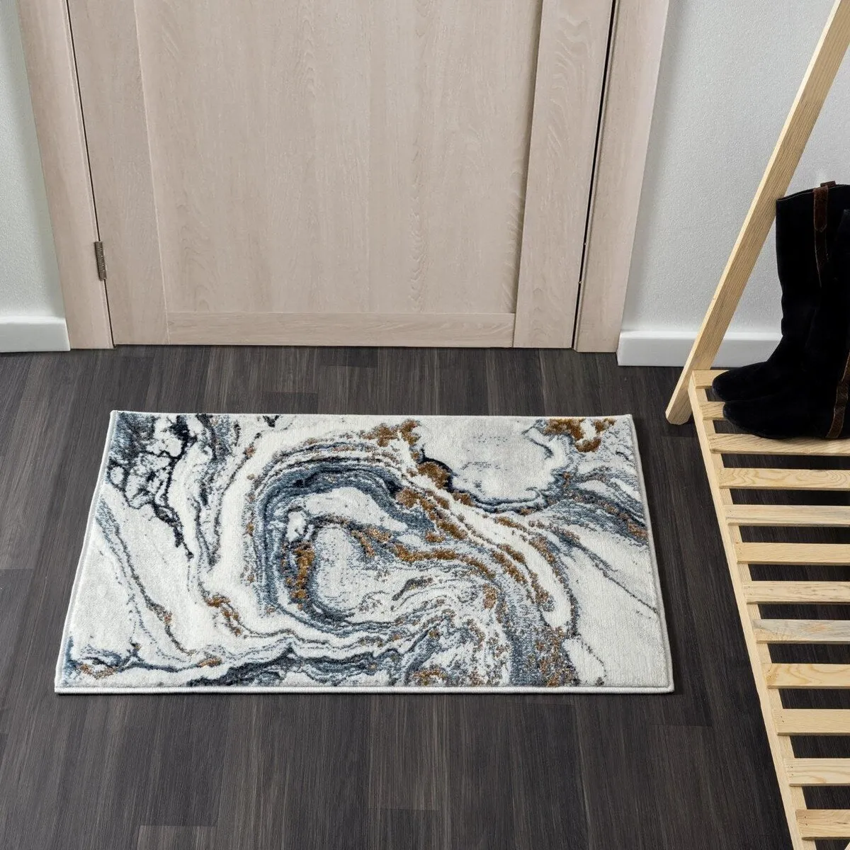 Luxe Weavers Marble Effect Abstract Area Rug. Stain-Resistant Carpet