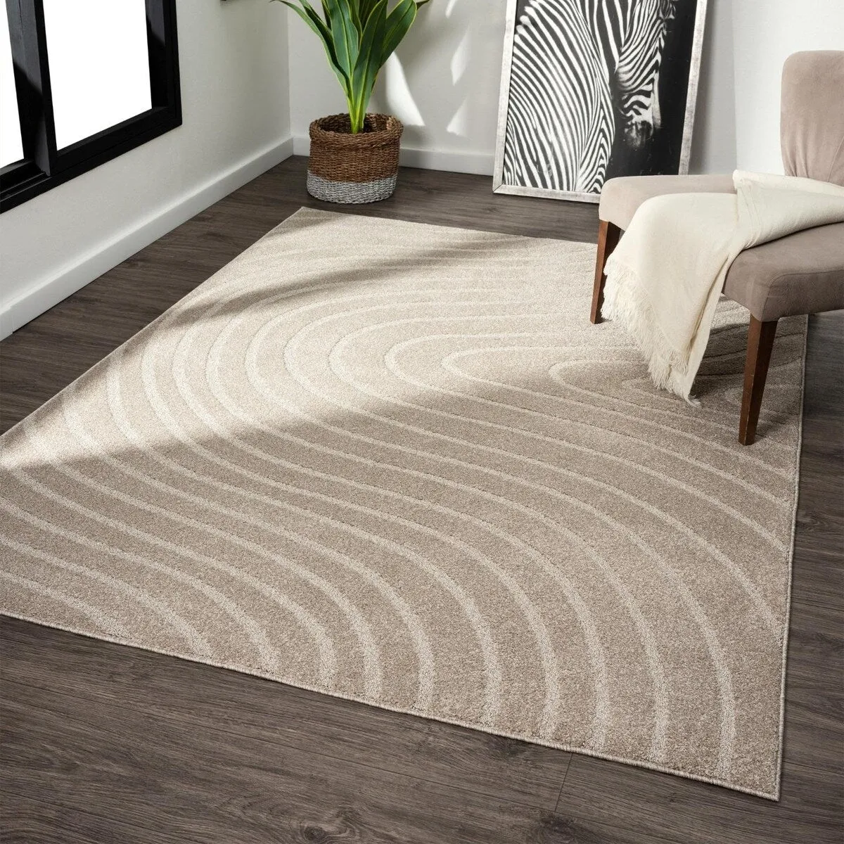 Luxe Weavers Modern Geometric Wave Area Rug. Stain Resistant Carpet