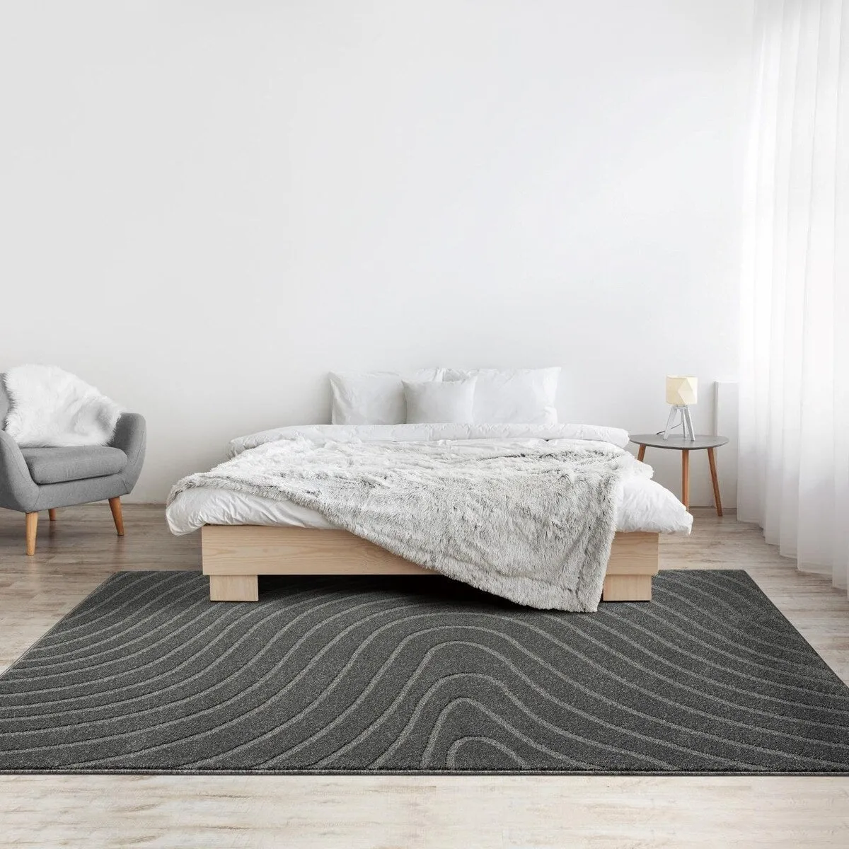 Luxe Weavers Modern Geometric Wave Area Rug. Stain Resistant Carpet