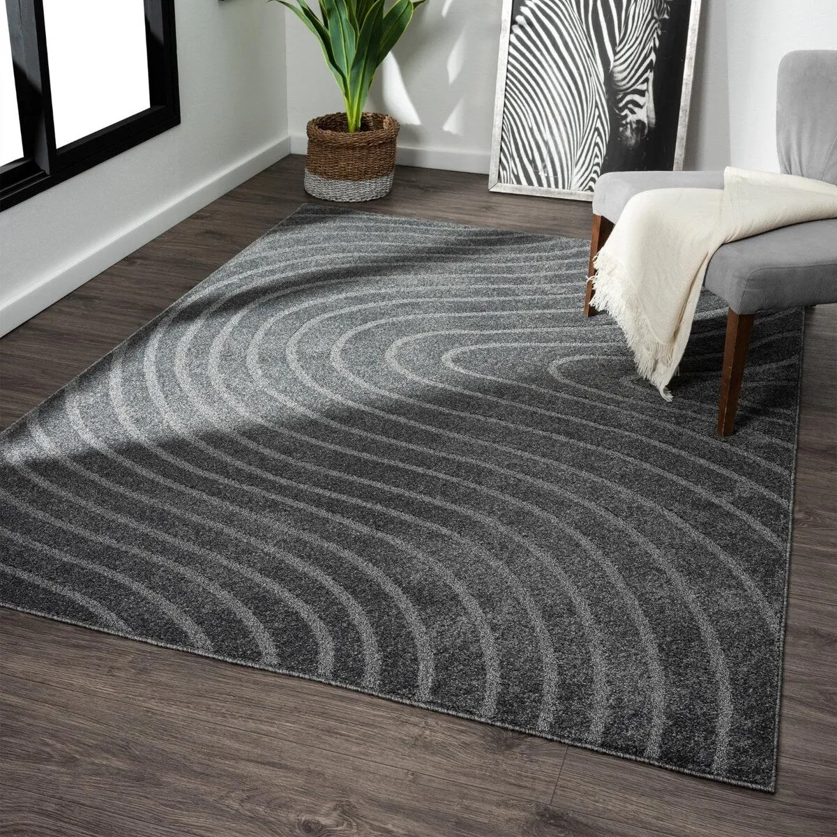 Luxe Weavers Modern Geometric Wave Area Rug. Stain Resistant Carpet