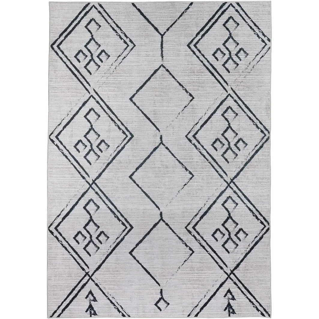 Machine Washable Area Rug With Non-Slip Backing - Stain Resistant - Eco-Friendly Aspen Tribal Moroccan Bohemian Design
