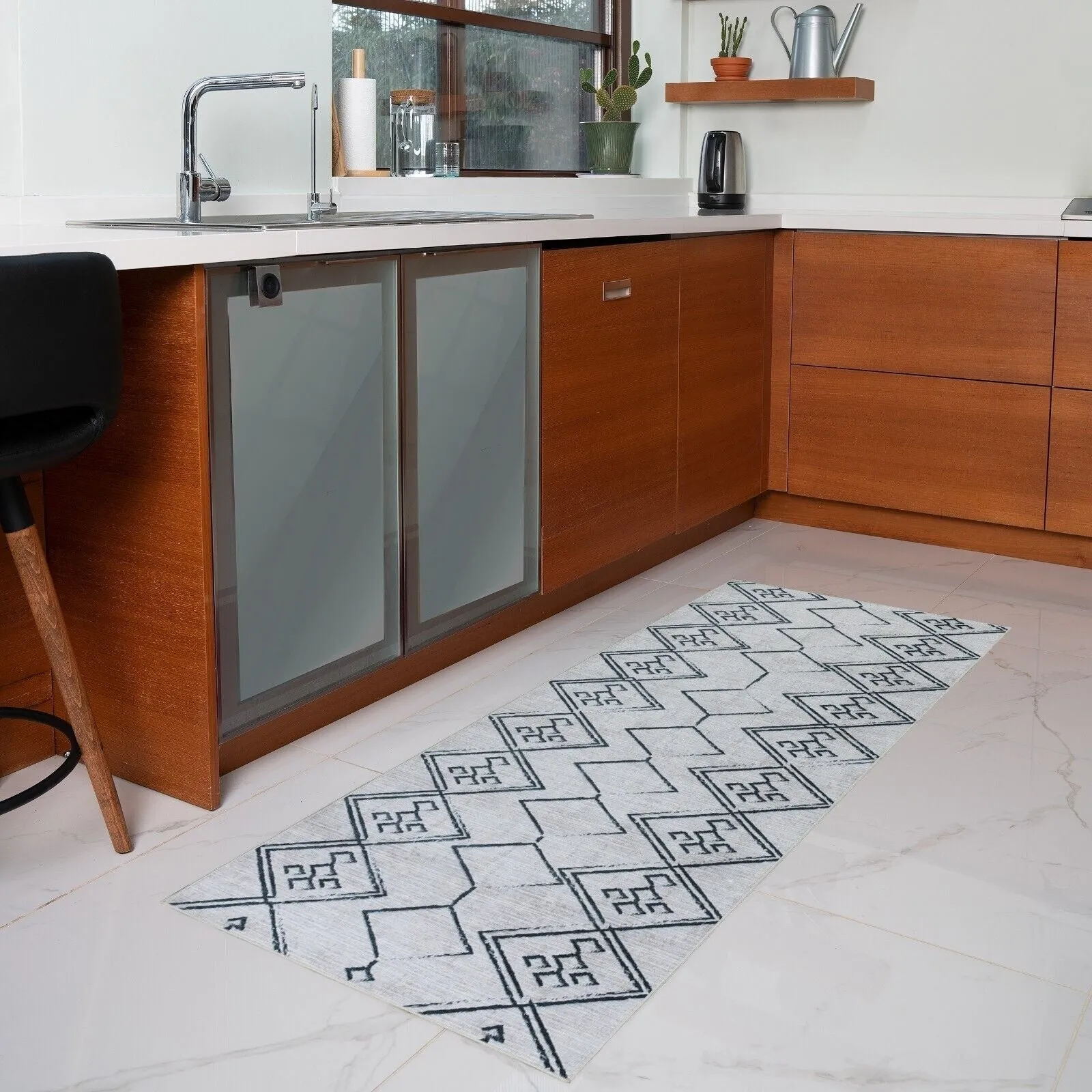 Machine Washable Area Rug With Non-Slip Backing - Stain Resistant - Eco-Friendly Aspen Tribal Moroccan Bohemian Design
