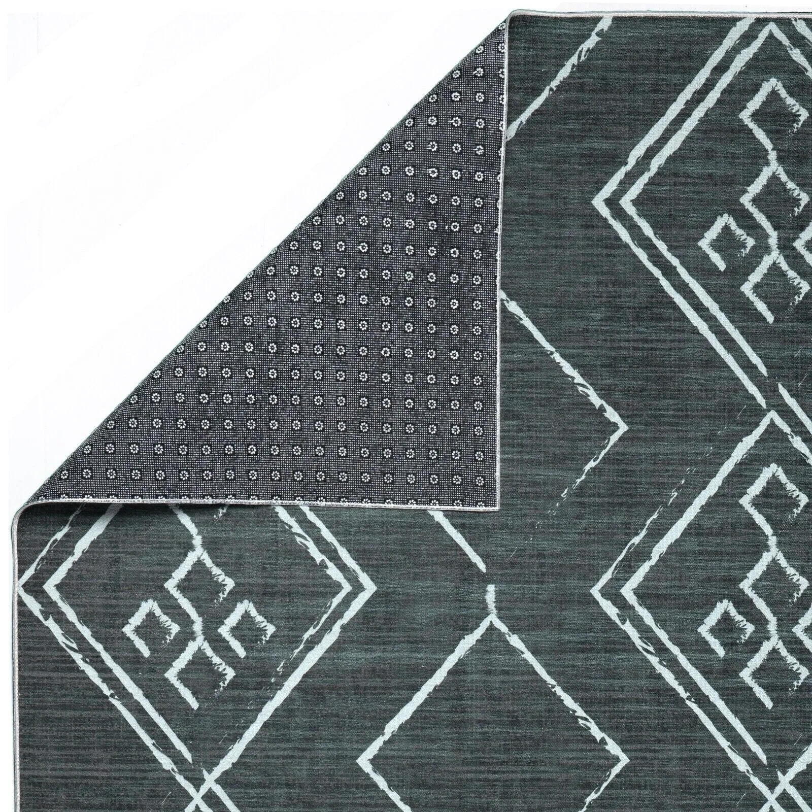 Machine Washable Area Rug With Non-Slip Backing - Stain Resistant - Eco-Friendly Aspen Tribal Moroccan Bohemian Design