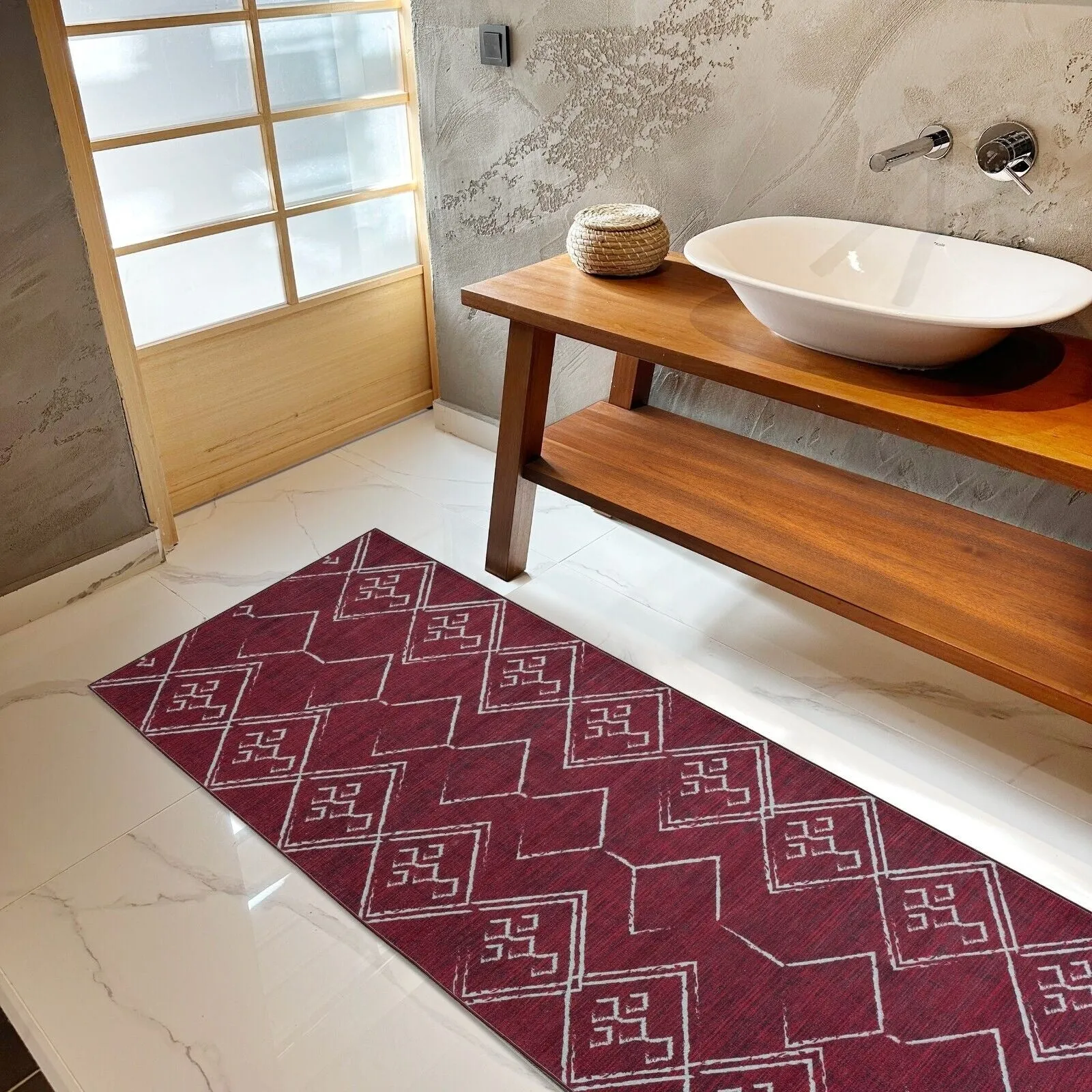 Machine Washable Area Rug With Non-Slip Backing - Stain Resistant - Eco-Friendly Aspen Tribal Moroccan Bohemian Design