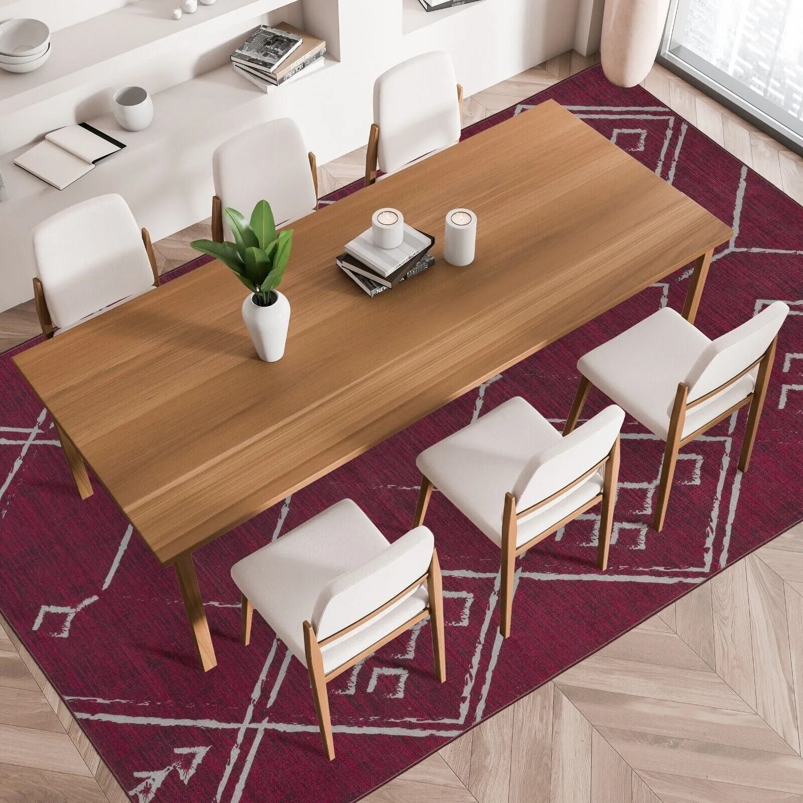 Machine Washable Area Rug With Non-Slip Backing - Stain Resistant - Eco-Friendly Aspen Tribal Moroccan Bohemian Design