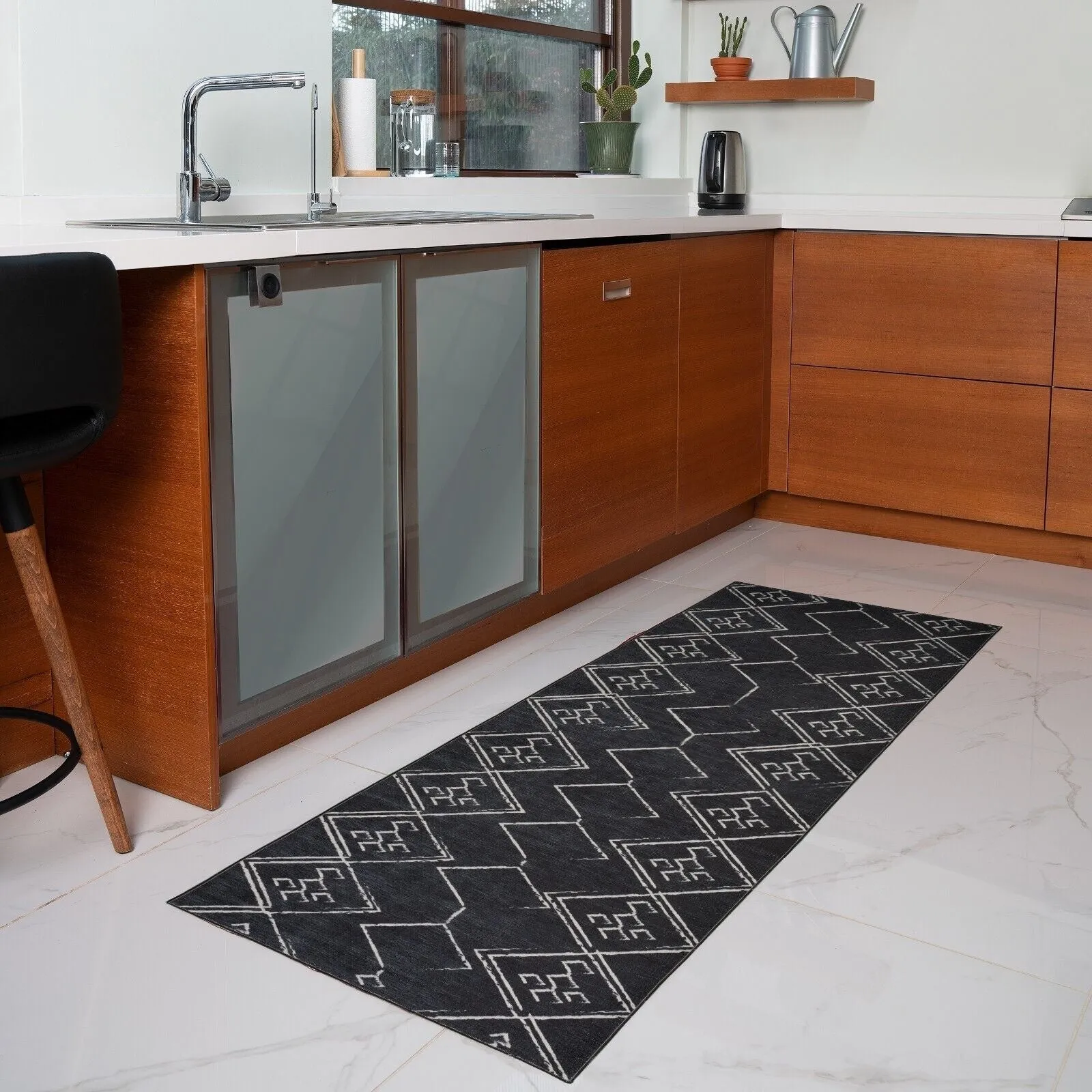 Machine Washable Area Rug With Non-Slip Backing - Stain Resistant - Eco-Friendly Aspen Tribal Moroccan Bohemian Design