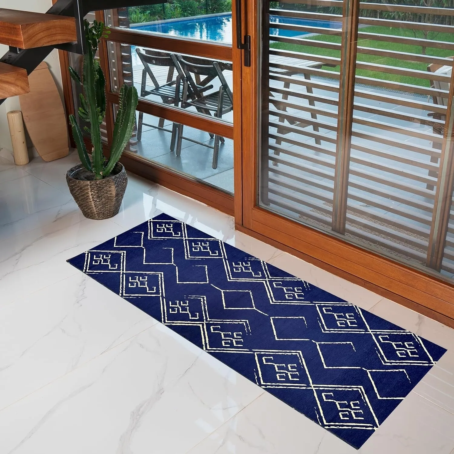 Machine Washable Area Rug With Non-Slip Backing - Stain Resistant - Eco-Friendly Aspen Tribal Moroccan Bohemian Design