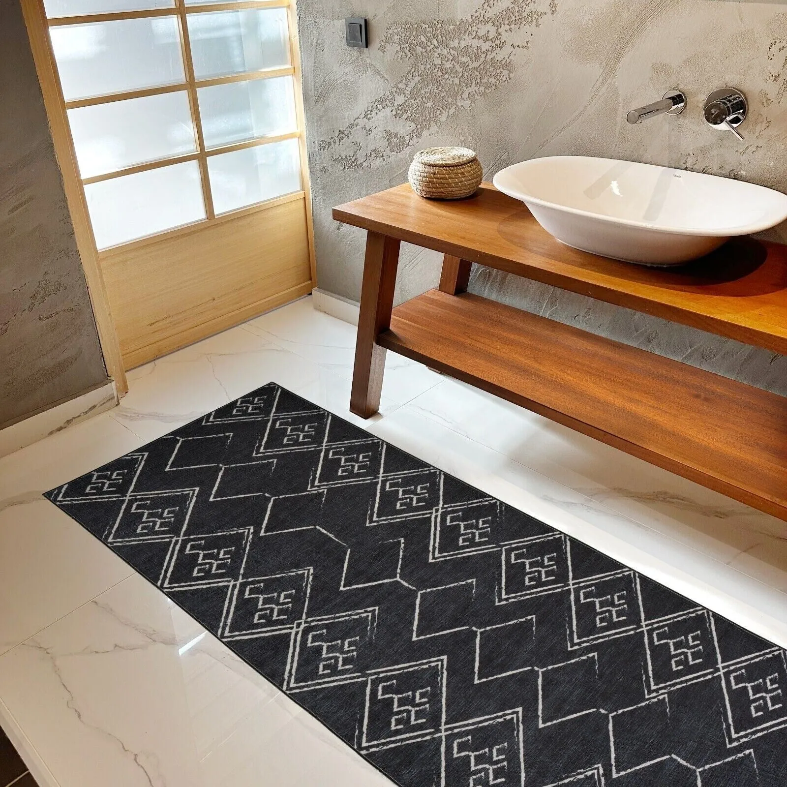 Machine Washable Area Rug With Non-Slip Backing - Stain Resistant - Eco-Friendly Aspen Tribal Moroccan Bohemian Design