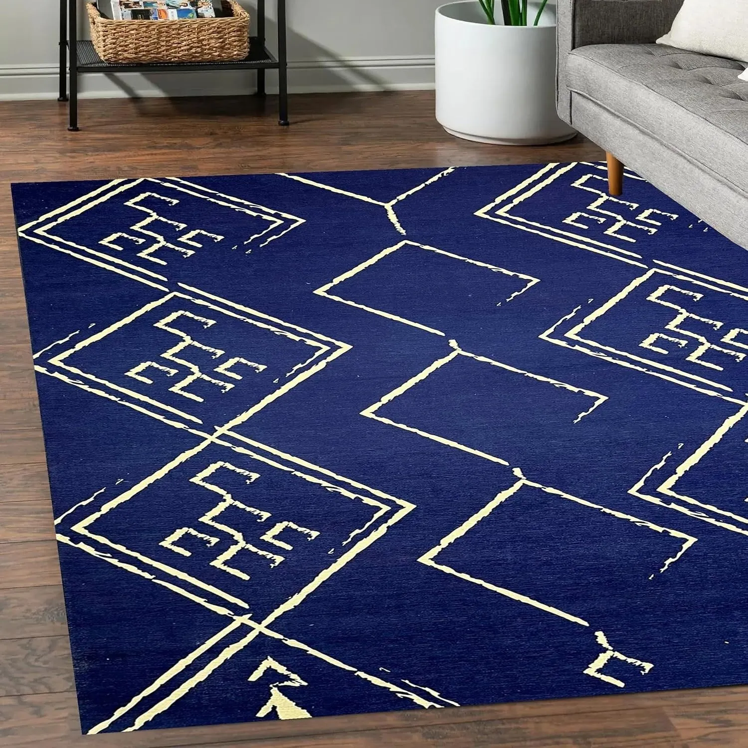 Machine Washable Area Rug With Non-Slip Backing - Stain Resistant - Eco-Friendly Aspen Tribal Moroccan Bohemian Design