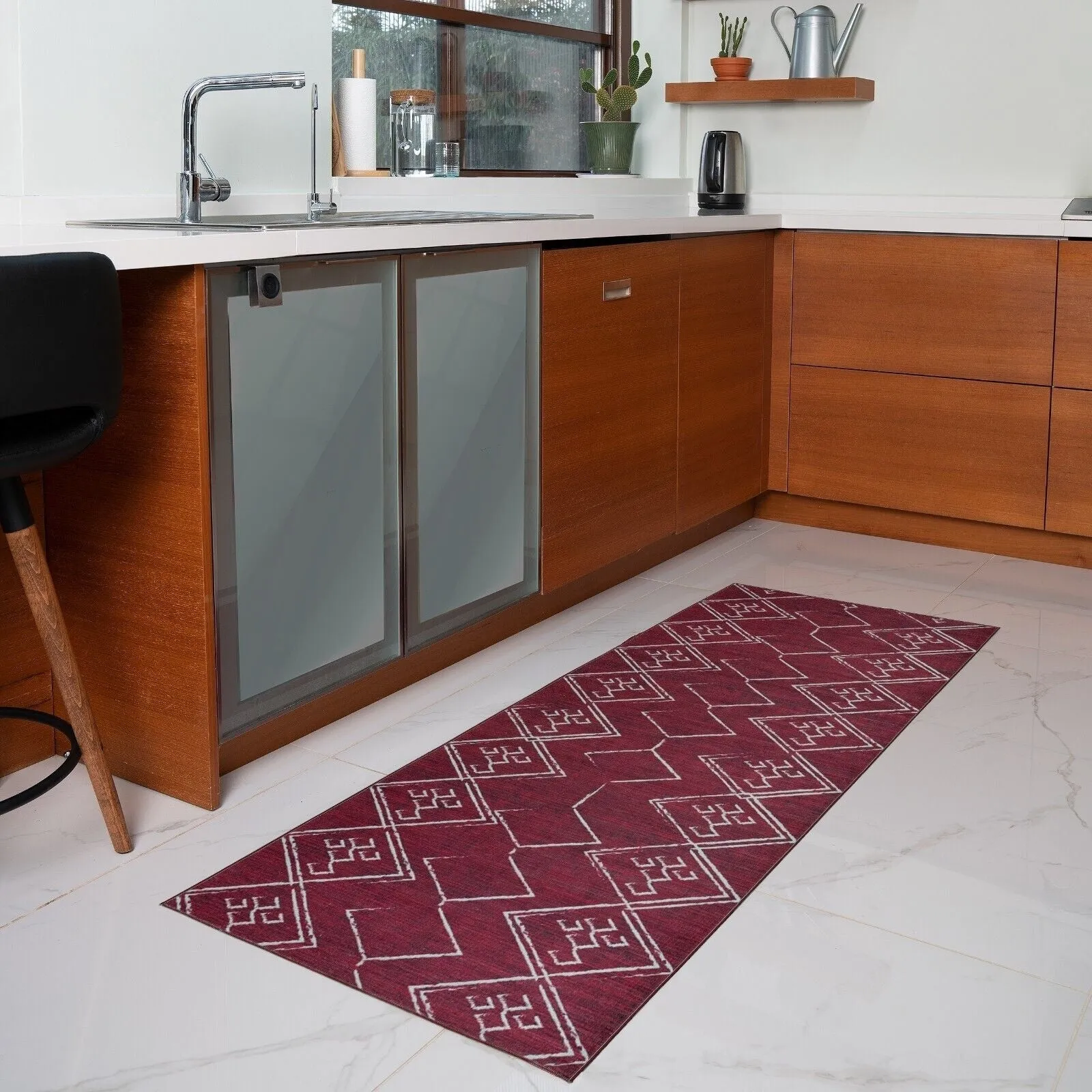 Machine Washable Area Rug With Non-Slip Backing - Stain Resistant - Eco-Friendly Aspen Tribal Moroccan Bohemian Design