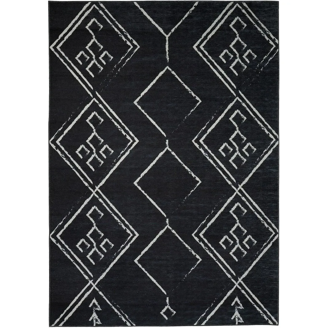 Machine Washable Area Rug With Non-Slip Backing - Stain Resistant - Eco-Friendly Aspen Tribal Moroccan Bohemian Design