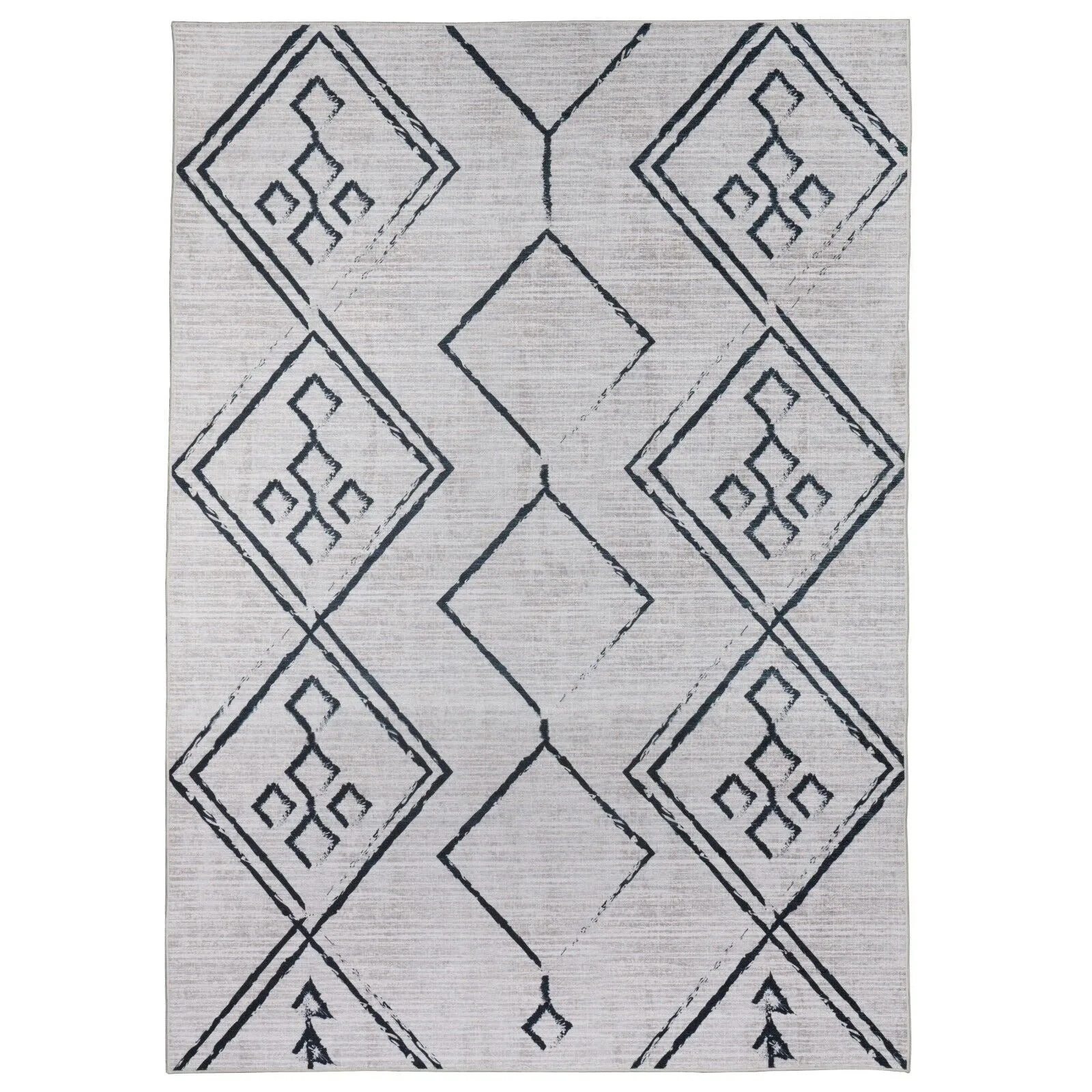 Machine Washable Area Rug With Non-Slip Backing - Stain Resistant - Eco-Friendly Aspen Tribal Moroccan Bohemian Design