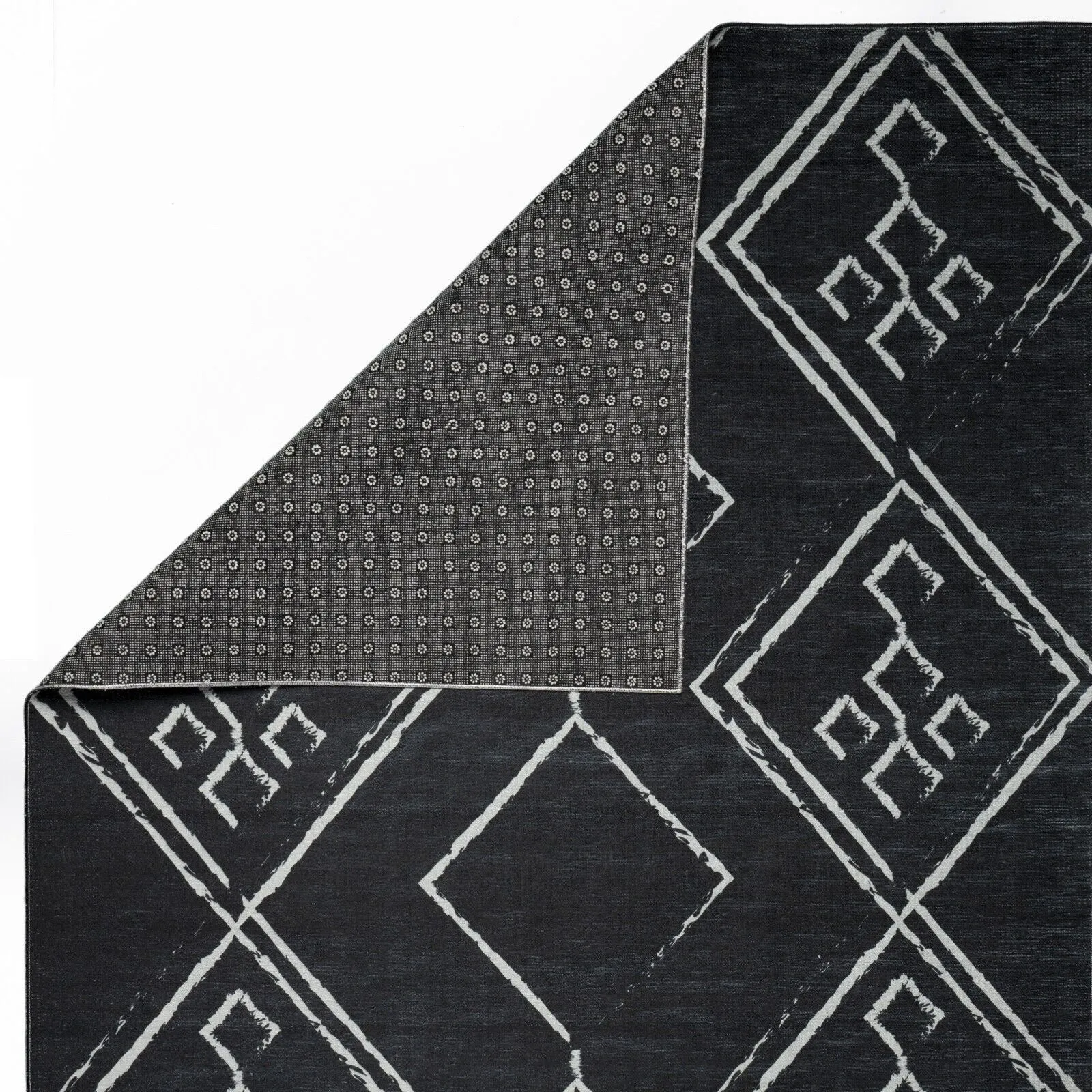 Machine Washable Area Rug With Non-Slip Backing - Stain Resistant - Eco-Friendly Aspen Tribal Moroccan Bohemian Design
