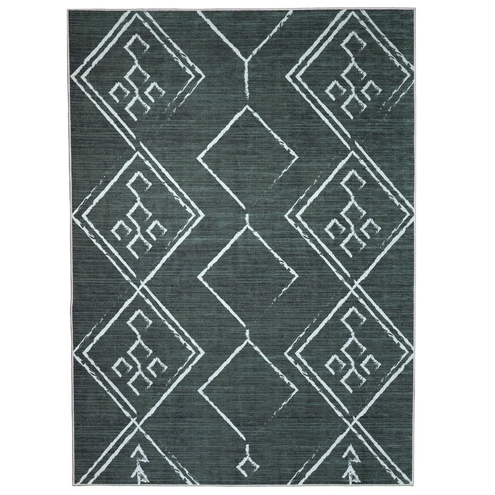 Machine Washable Area Rug With Non-Slip Backing - Stain Resistant - Eco-Friendly Aspen Tribal Moroccan Bohemian Design