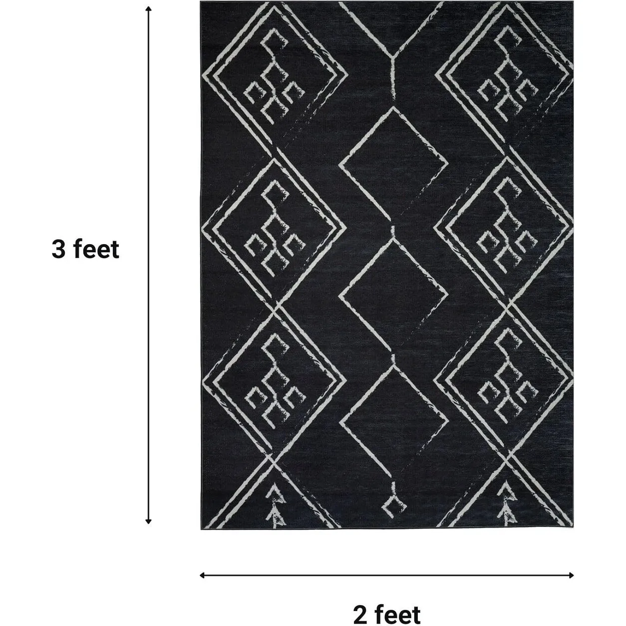 Machine Washable Area Rug With Non-Slip Backing - Stain Resistant - Eco-Friendly Aspen Tribal Moroccan Bohemian Design