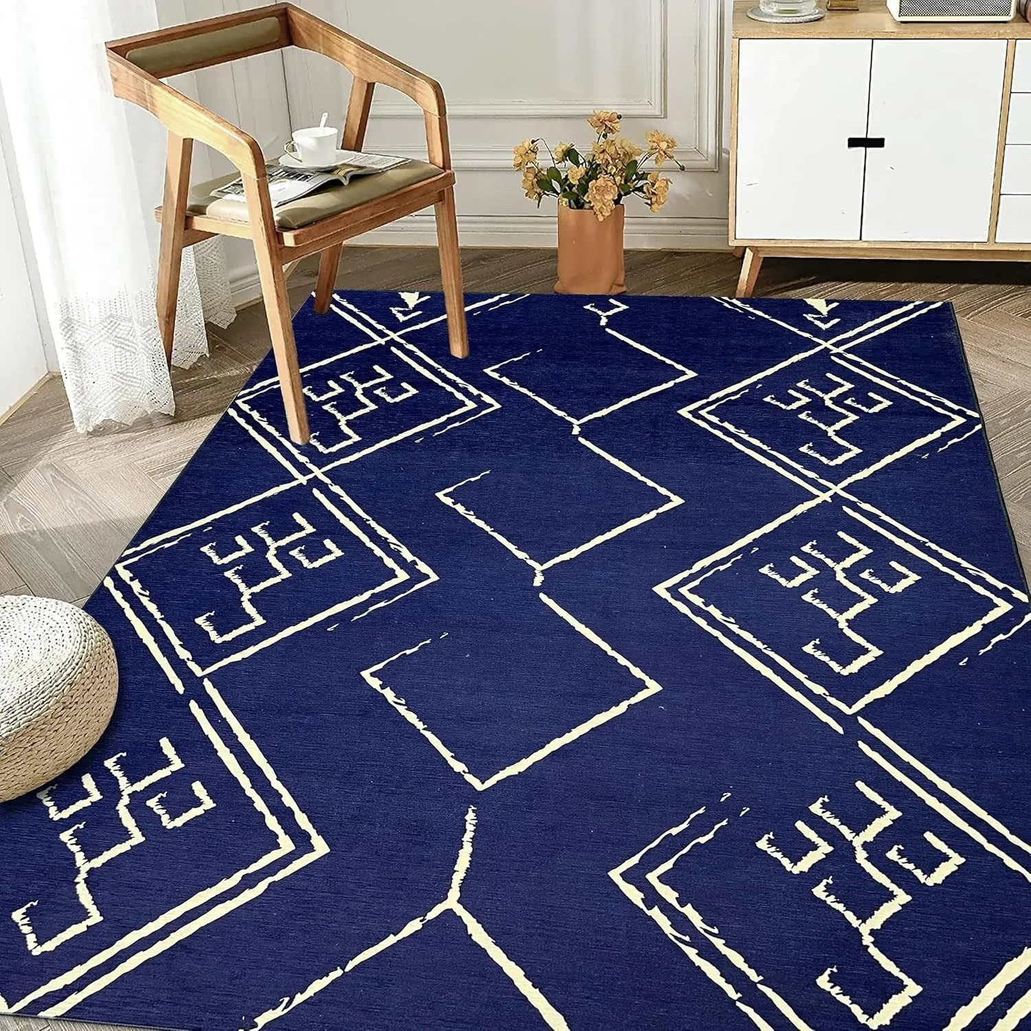 Machine Washable Area Rug With Non-Slip Backing - Stain Resistant - Eco-Friendly Aspen Tribal Moroccan Bohemian Design