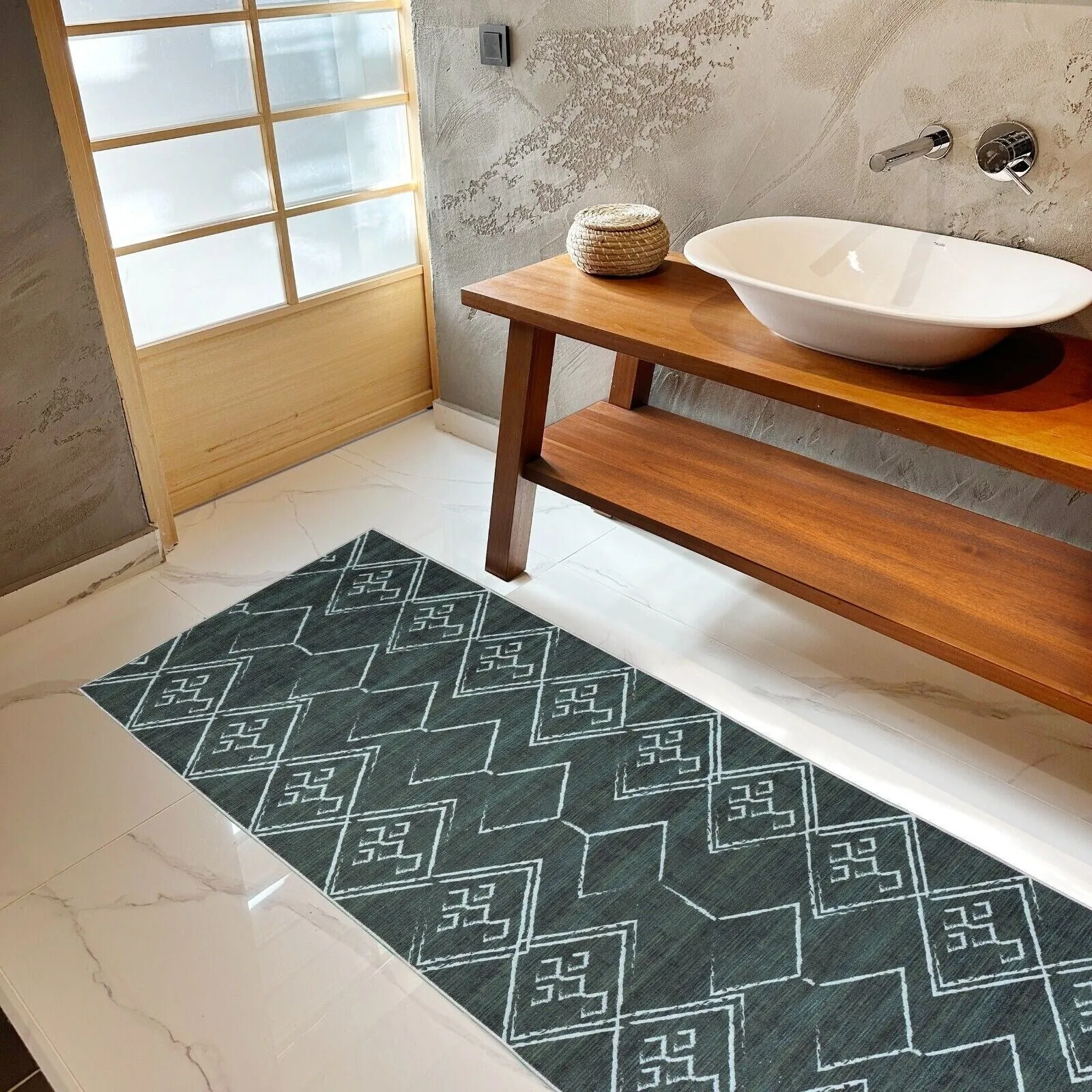 Machine Washable Area Rug With Non-Slip Backing - Stain Resistant - Eco-Friendly Aspen Tribal Moroccan Bohemian Design