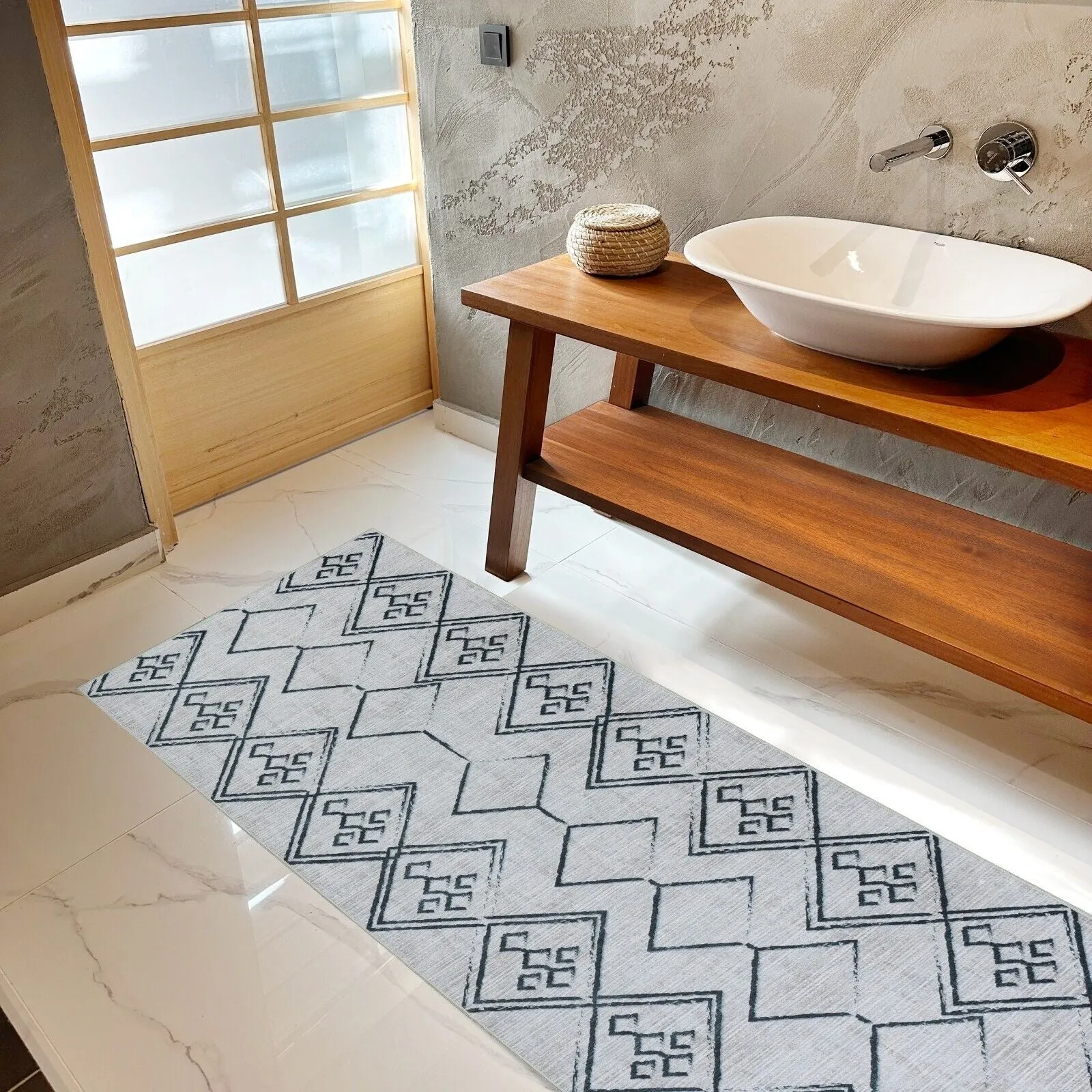 Machine Washable Area Rug With Non-Slip Backing - Stain Resistant - Eco-Friendly Aspen Tribal Moroccan Bohemian Design