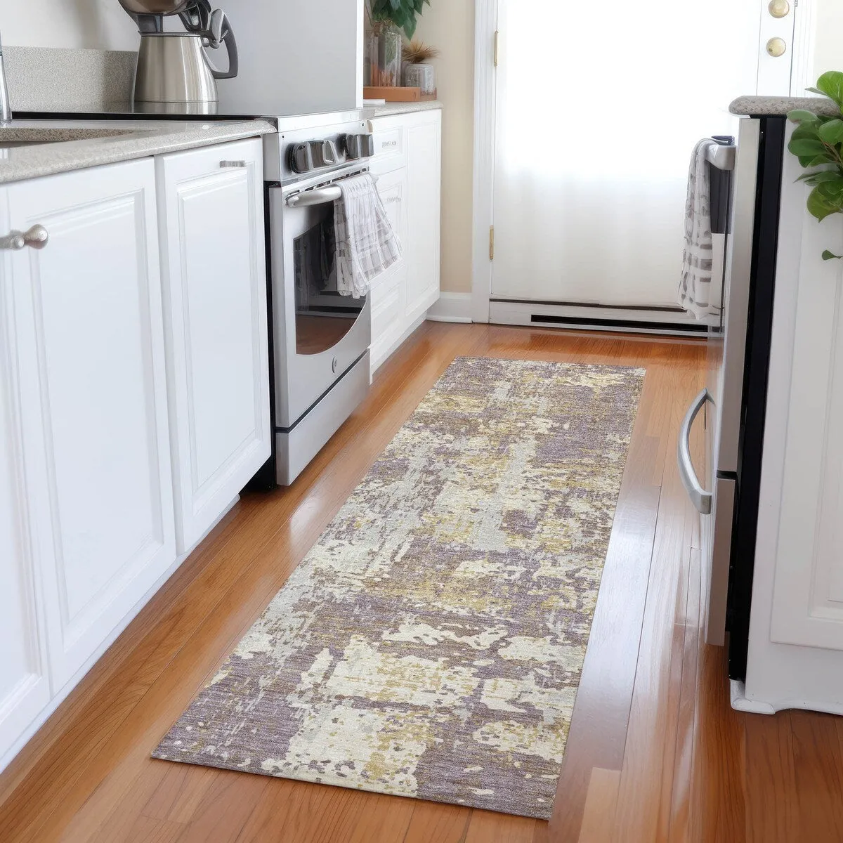 Machine Washable Indoor/ Outdoor Abstract Chantille Rug