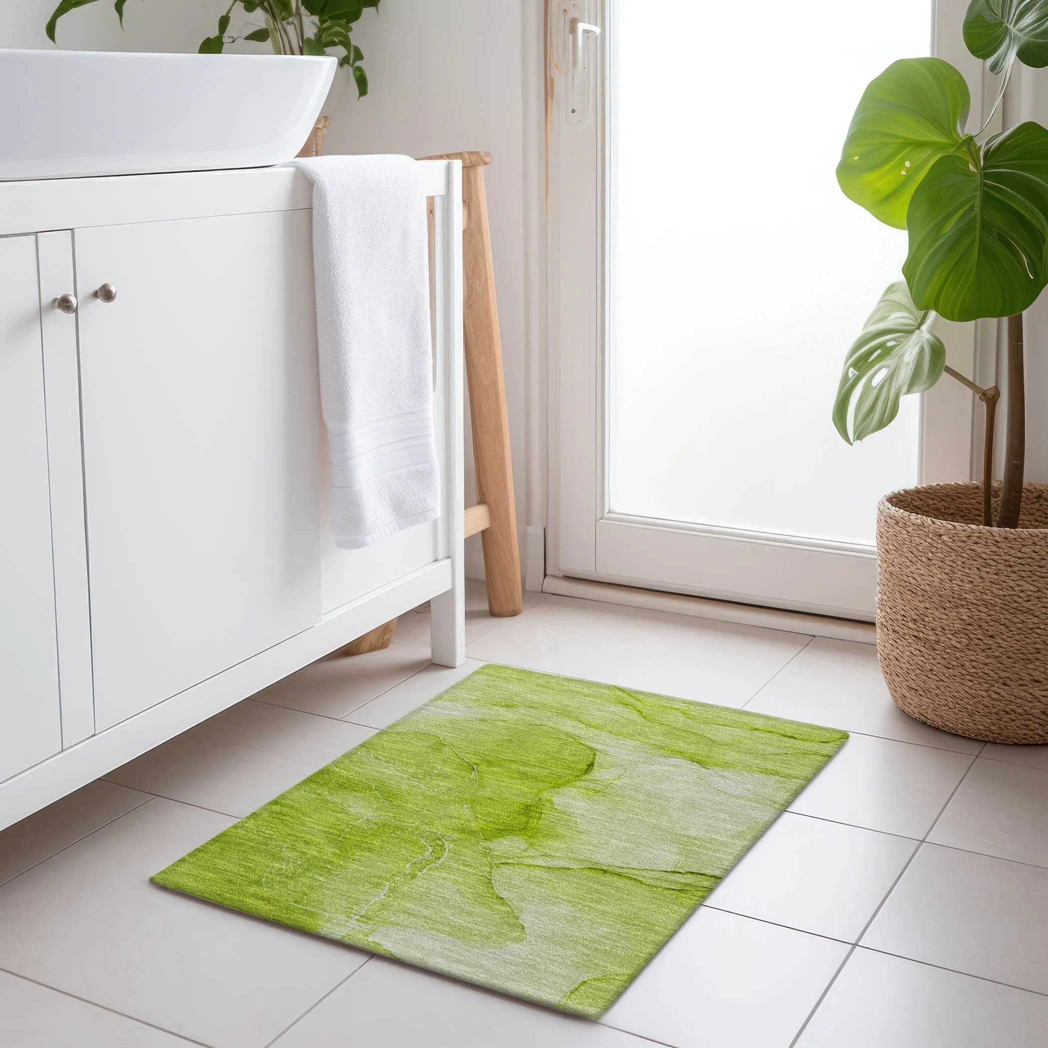 Machine Washable Indoor/ Outdoor Abstract Chantille Rug