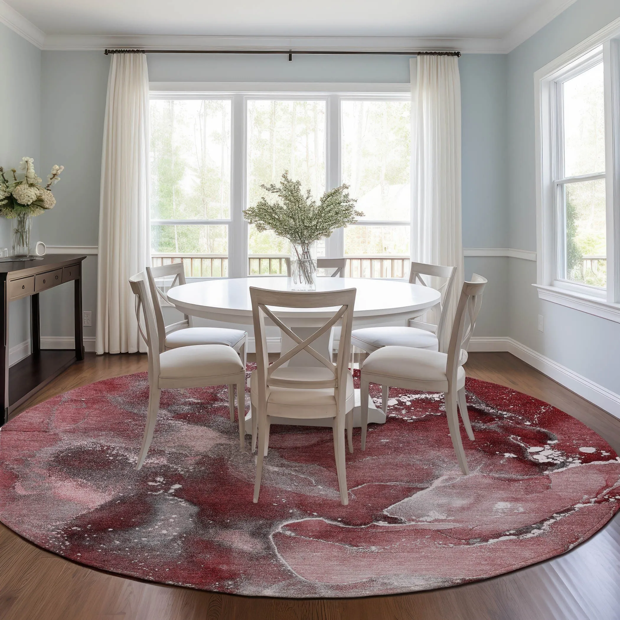 Machine Washable Indoor/ Outdoor Abstract Chantille Rug