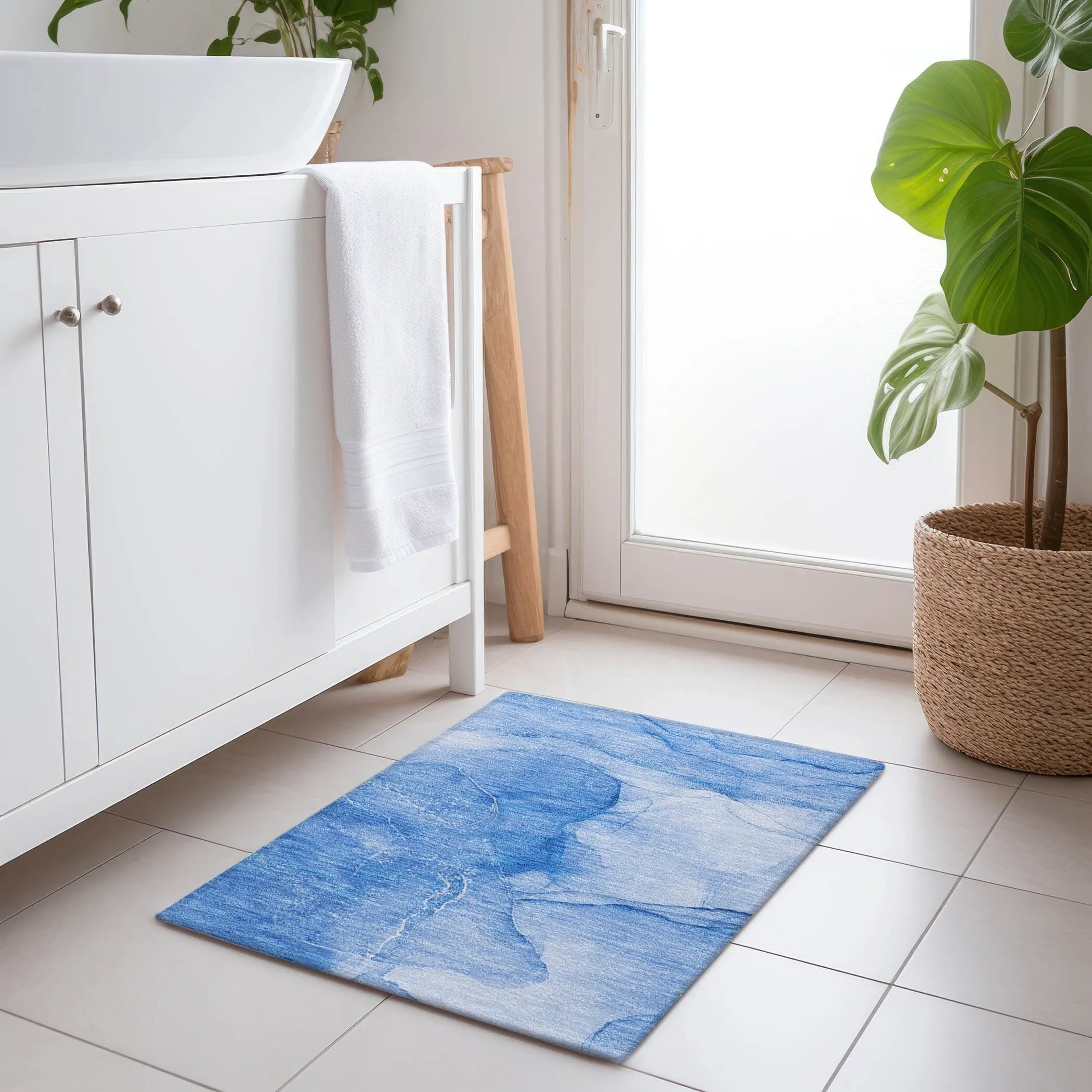 Machine Washable Indoor/ Outdoor Abstract Chantille Rug